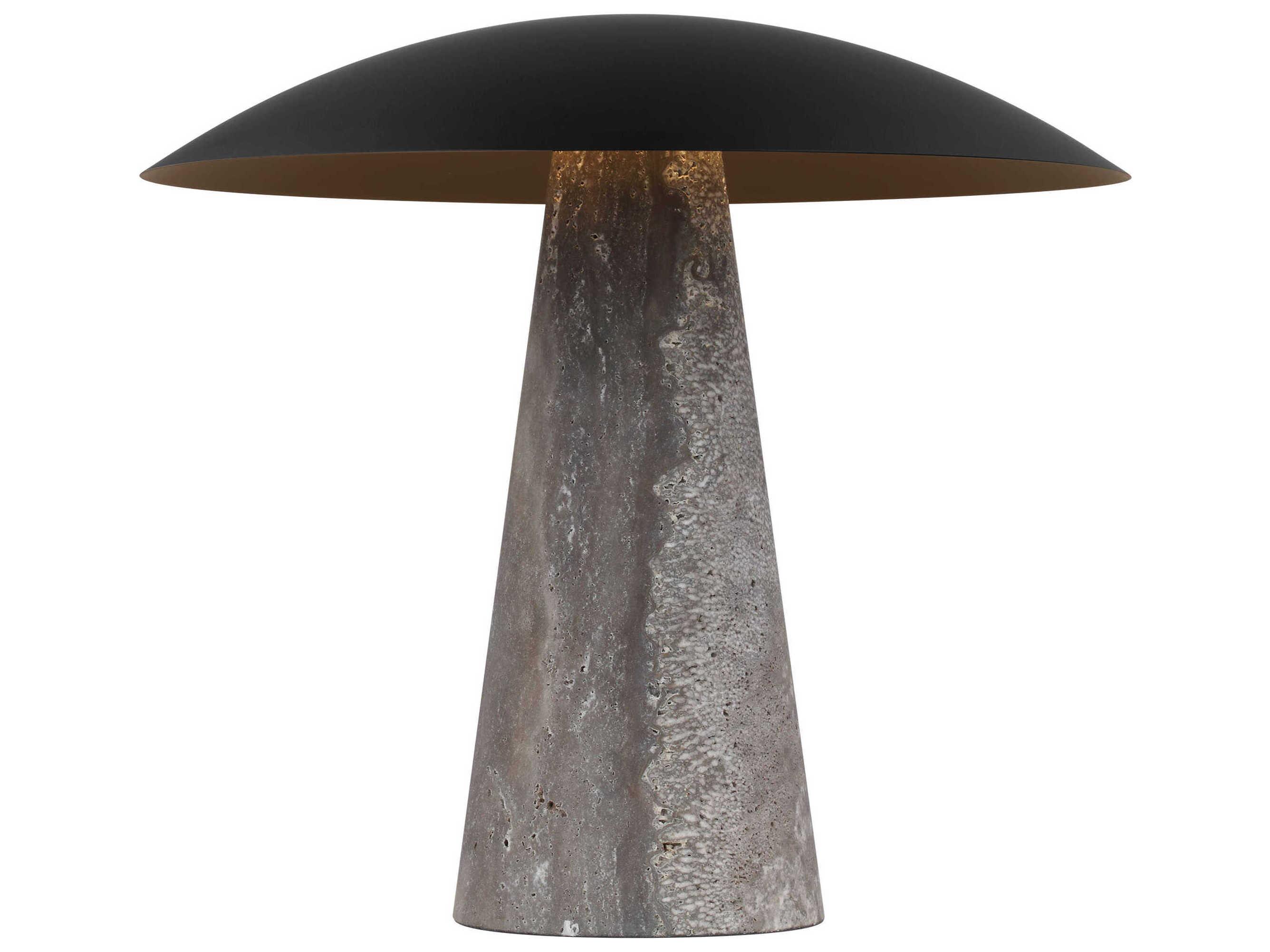 Visual Comfort Modern Aegis Dark Bronze dark Travertine Table Lamp
