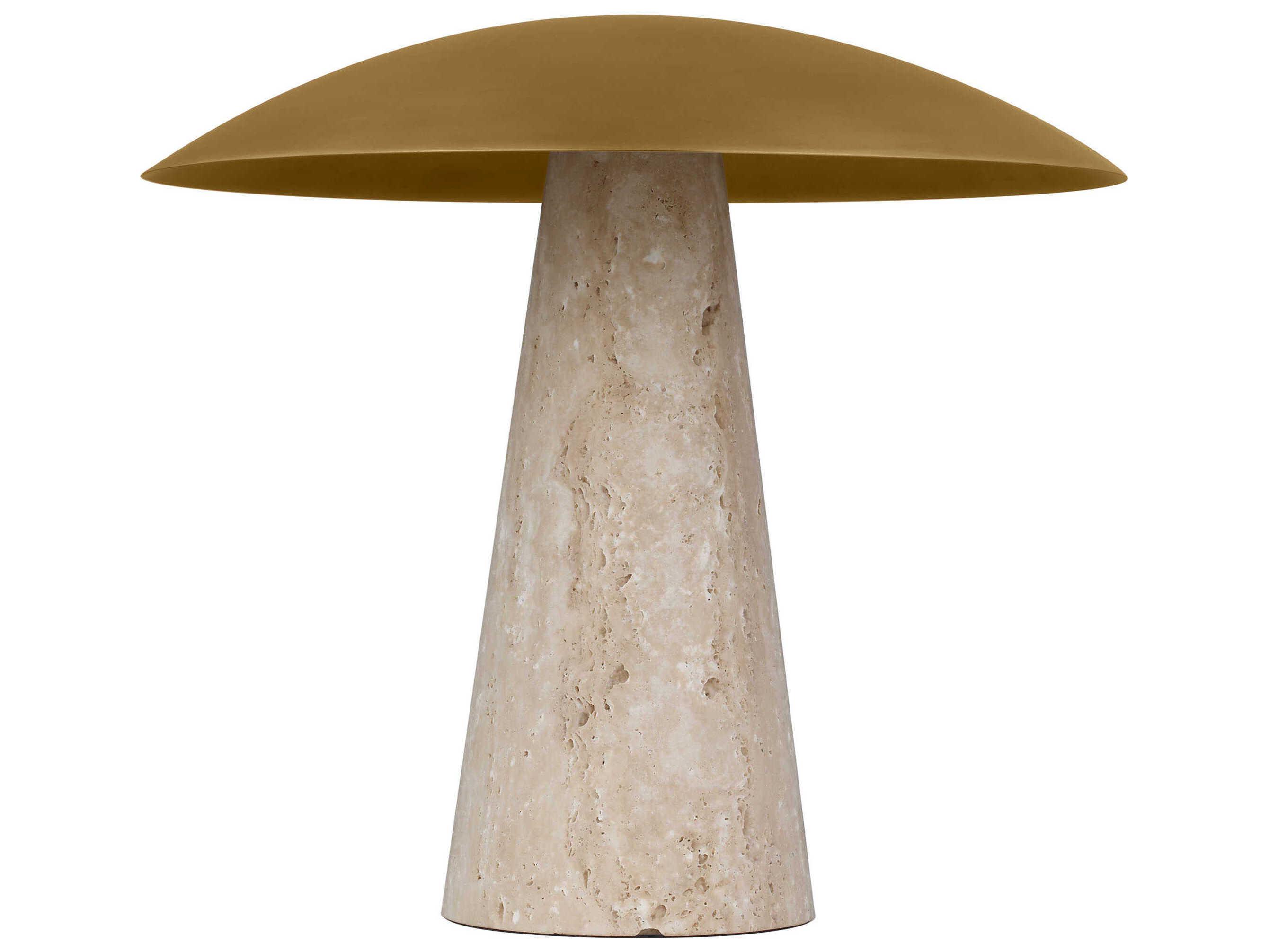 Visual Comfort Modern Aegis Natural Brass natural Travertine Table Lamp