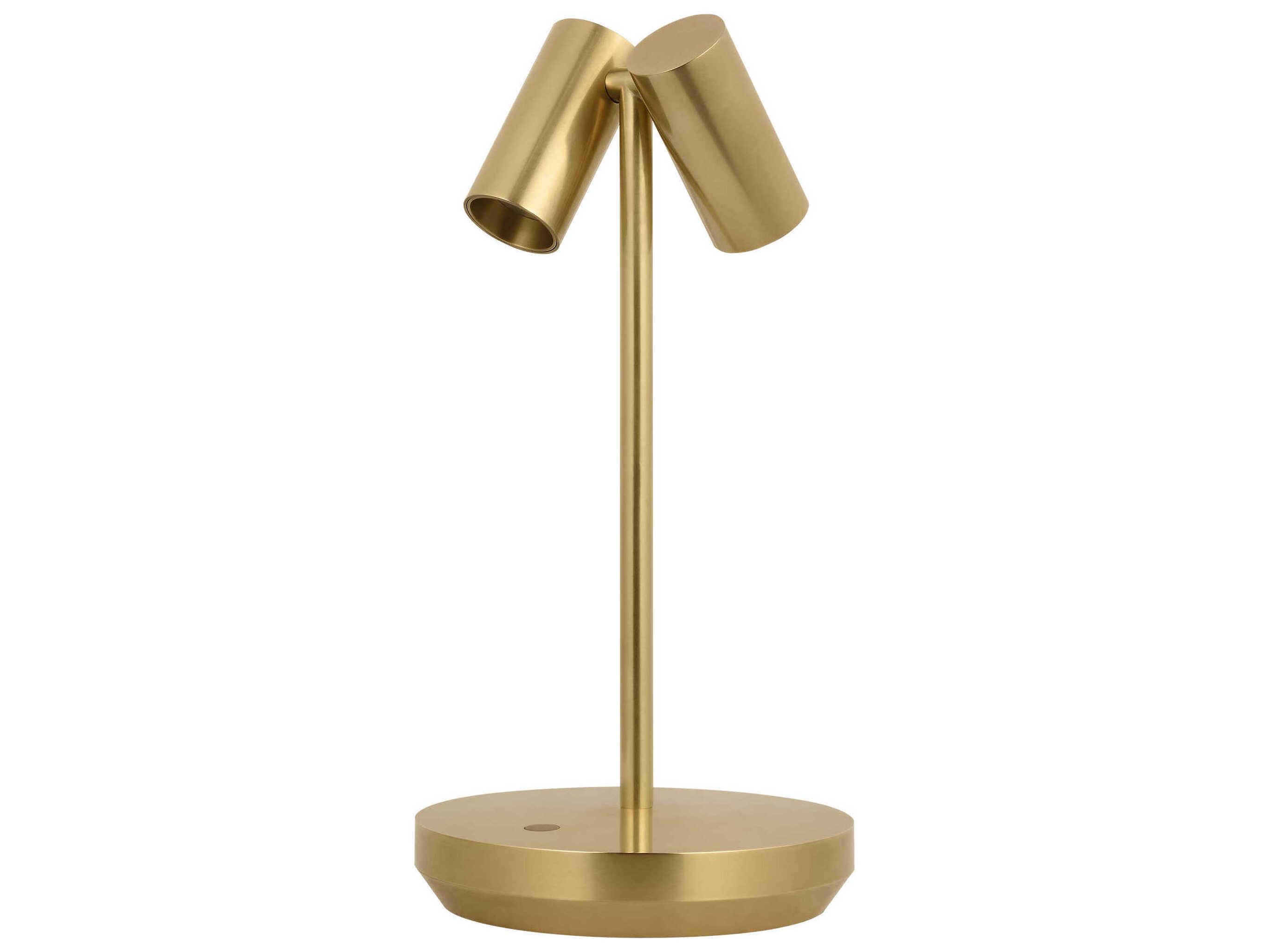Visual Comfort Modern Doppia Hand Rubbed Antique Brass Table Lamp
