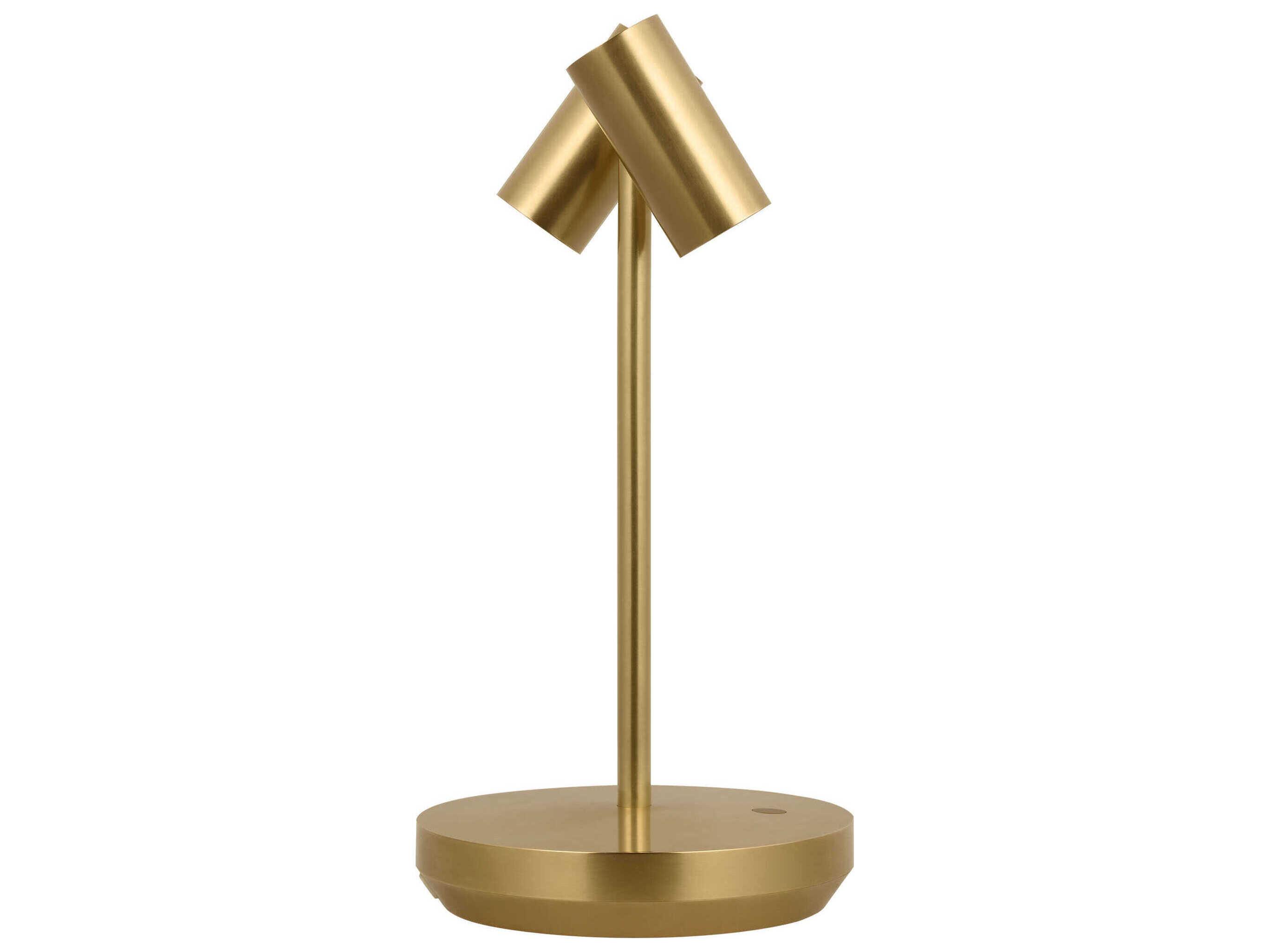 Visual Comfort Modern Doppia Hand Rubbed Antique Brass Table Lamp