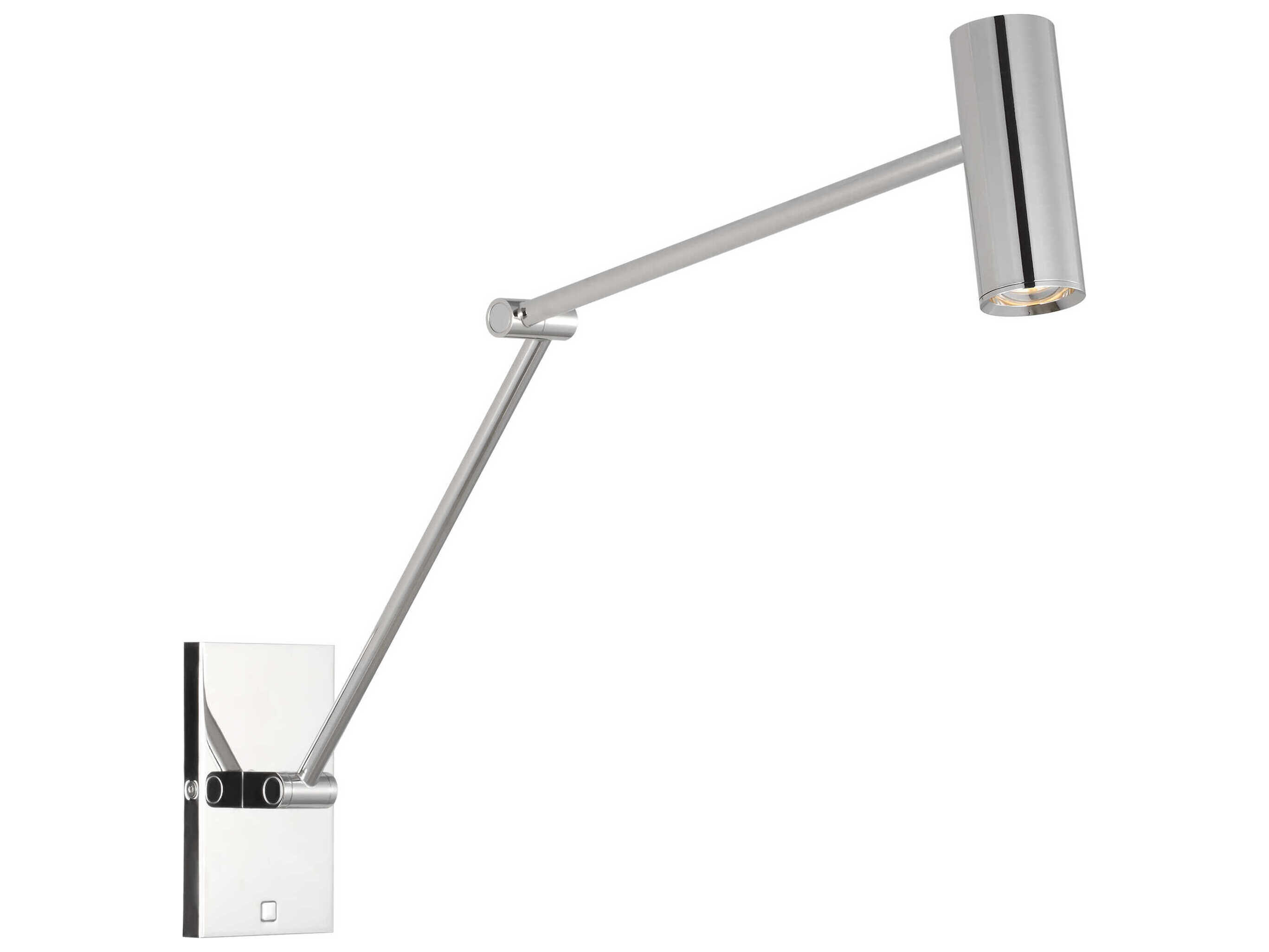 Visual Comfort Modern Ponte 1-Light Polished Nickel Silver Swing Wall Sconce