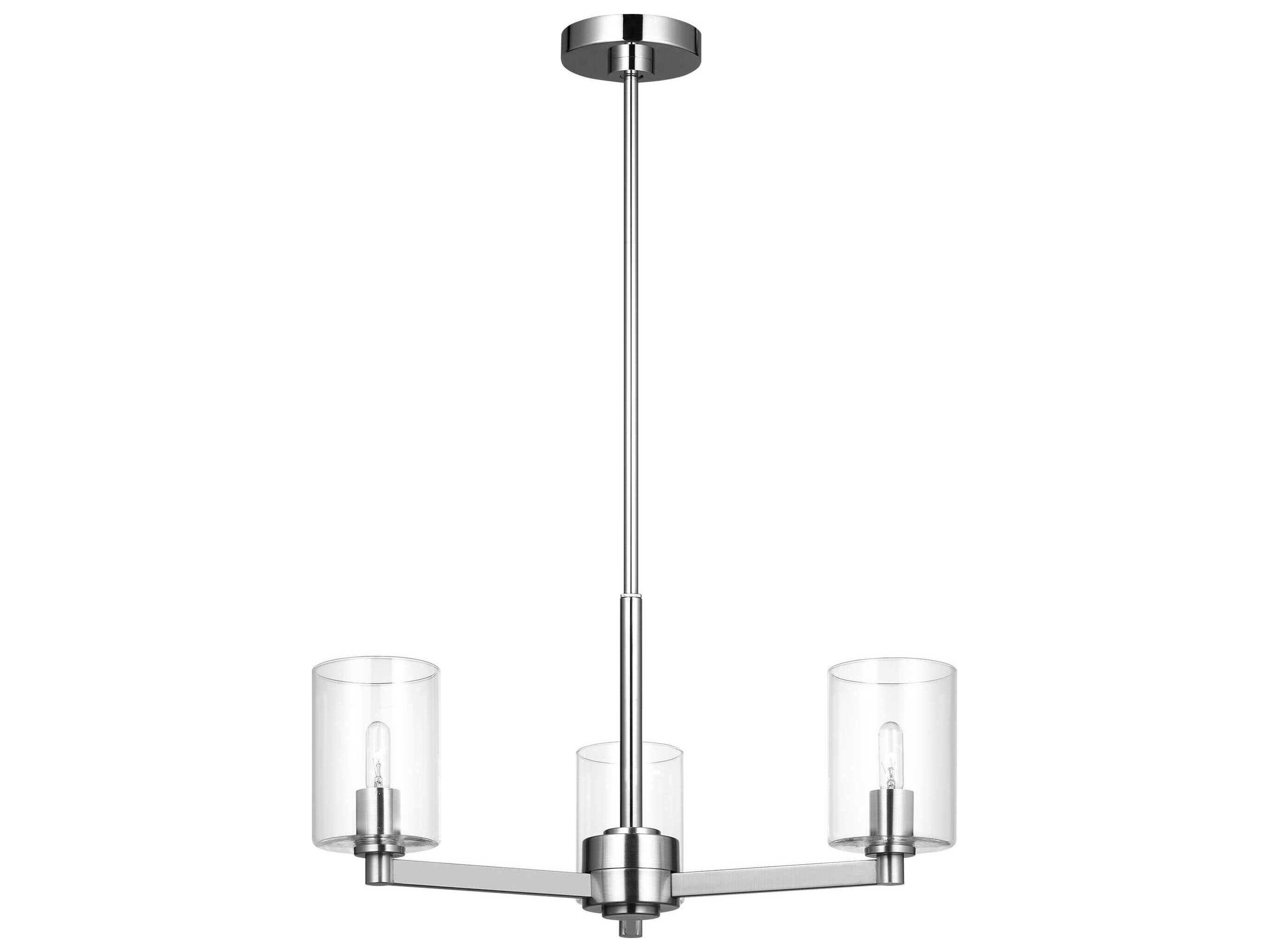 Visual Comfort Studio Fullton 3-Light Chrome Candelabra Cylinder Chandelier