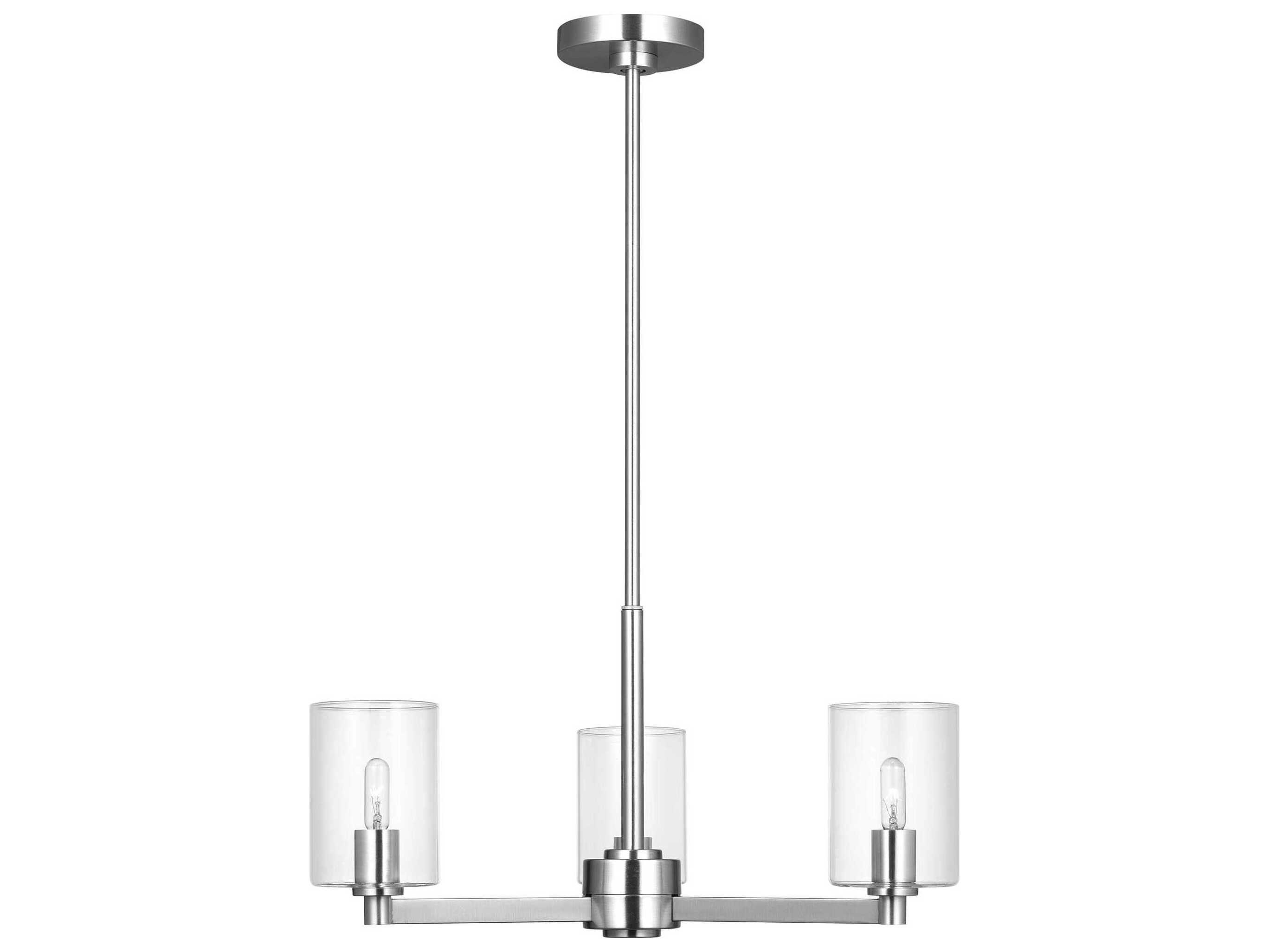 Visual Comfort Studio Fullton 3-Light Chrome Candelabra Cylinder Chandelier