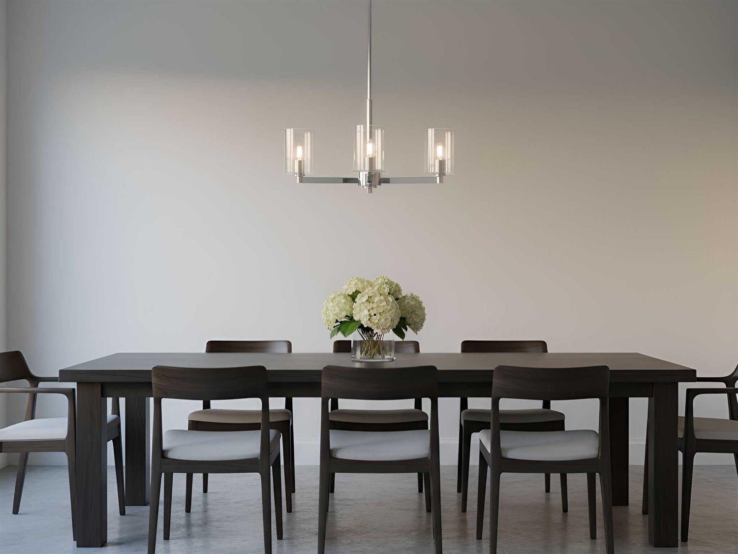 Visual Comfort Studio Fullton 3-Light Chrome Candelabra Cylinder Chandelier