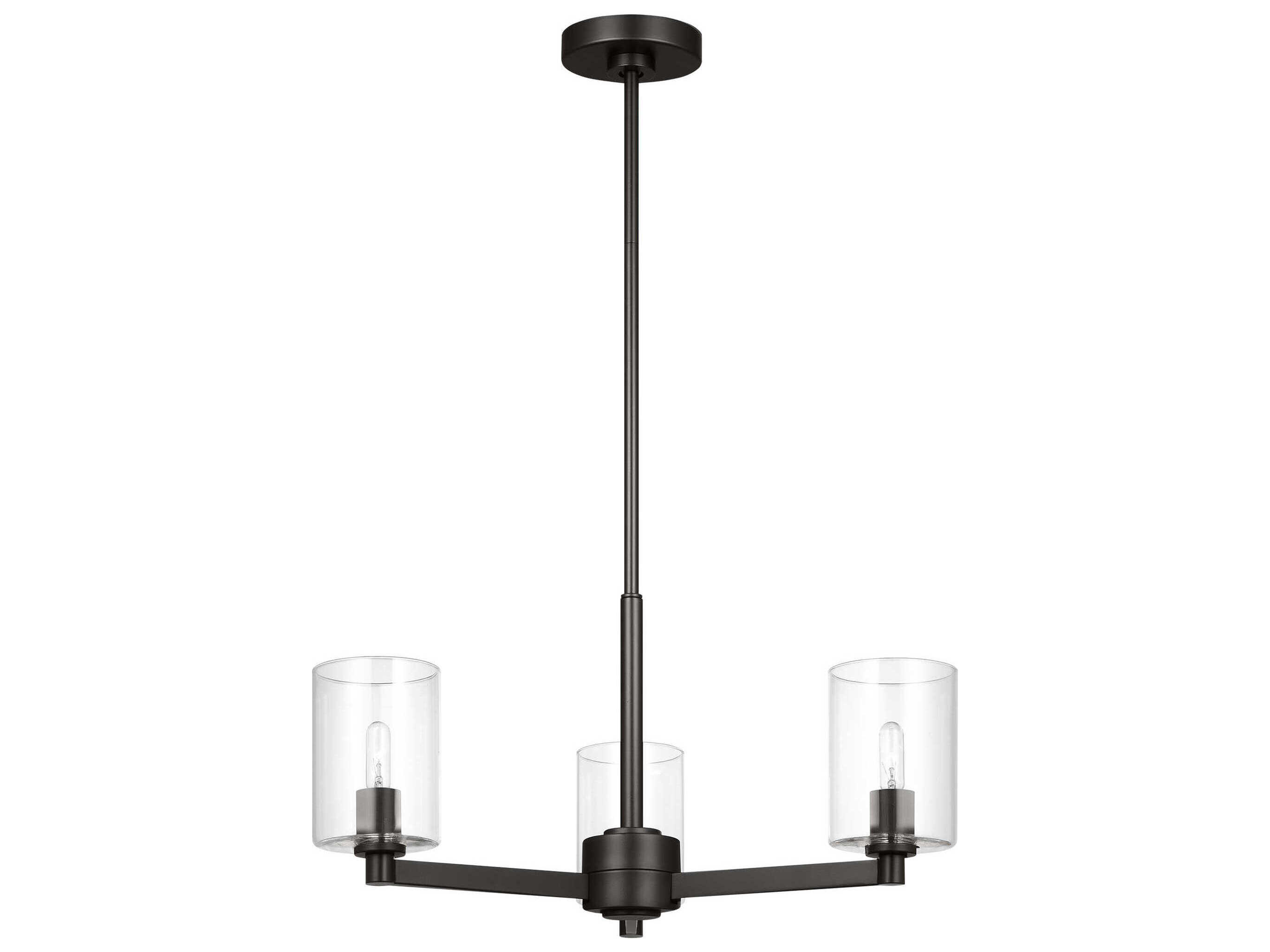 Visual Comfort Studio Fullton 3-Light Midnight Black Candelabra Cylinder Chandelier