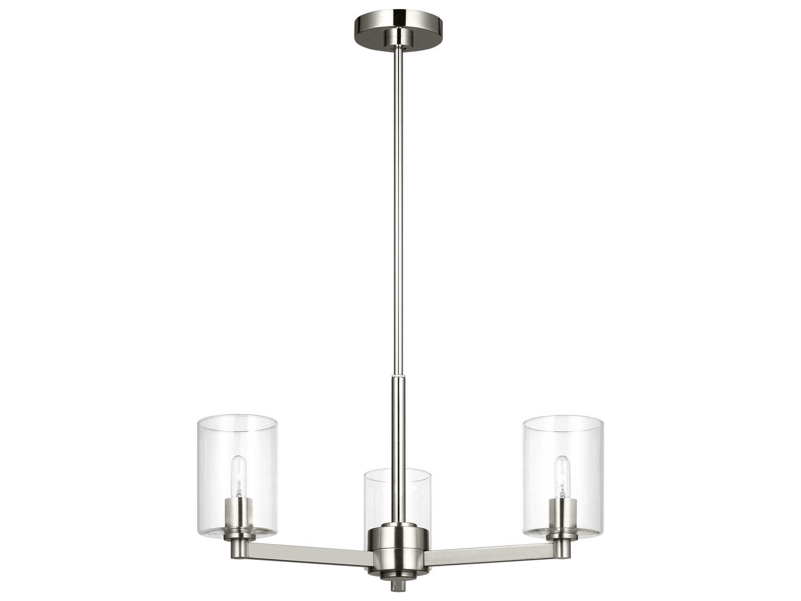 Visual Comfort Studio Fullton 3-Light Brushed Nickel Candelabra Cylinder Chandelier