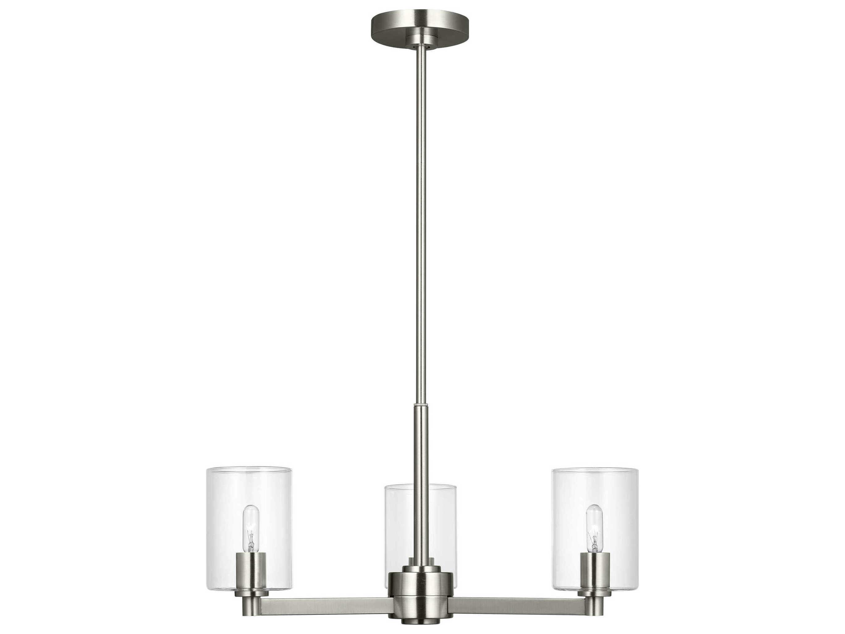 Visual Comfort Studio Fullton 3-Light Brushed Nickel Candelabra Cylinder Chandelier