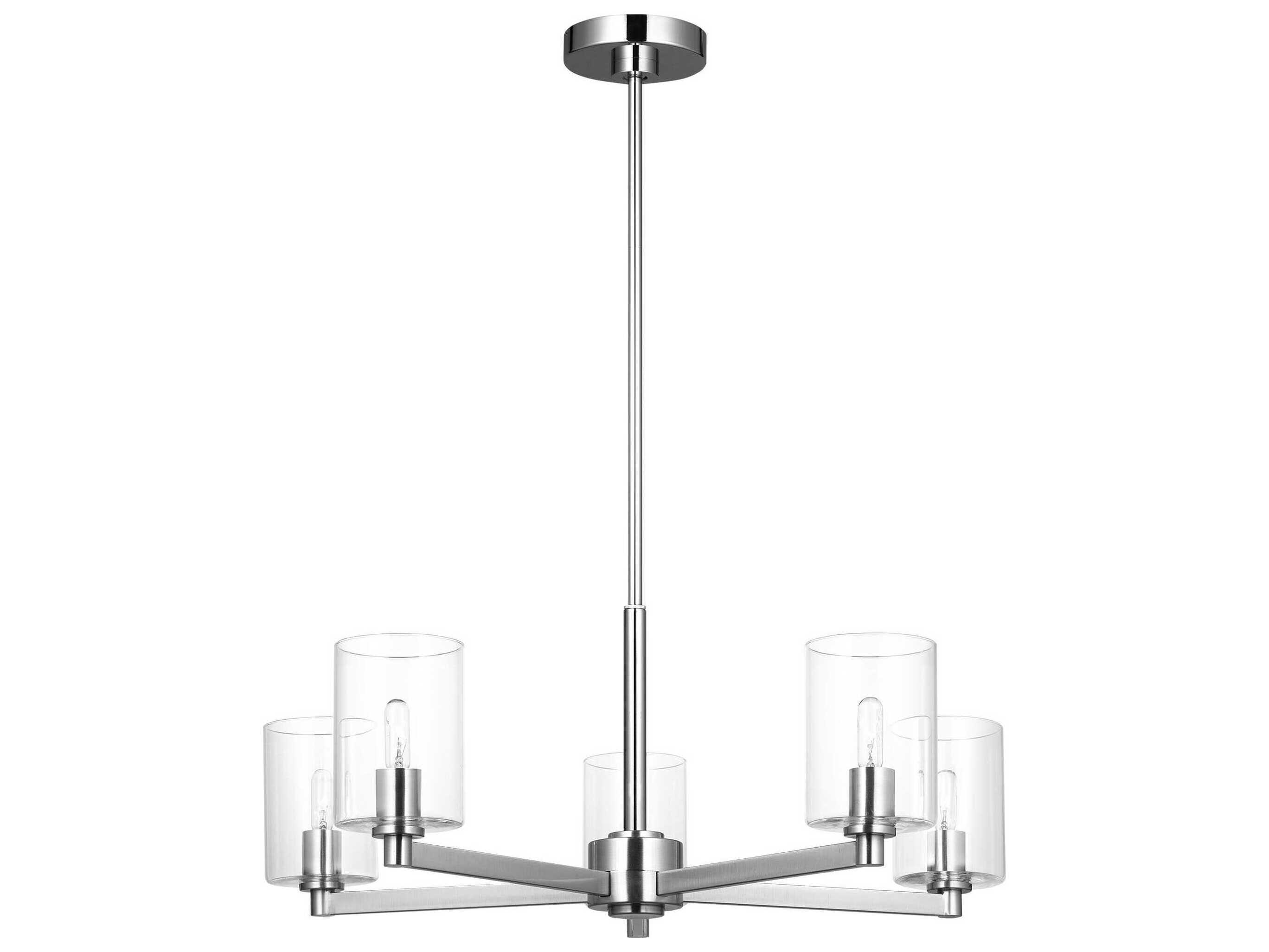 Visual Comfort Studio Fullton 5-Light Chrome Candelabra Cylinder Chandelier