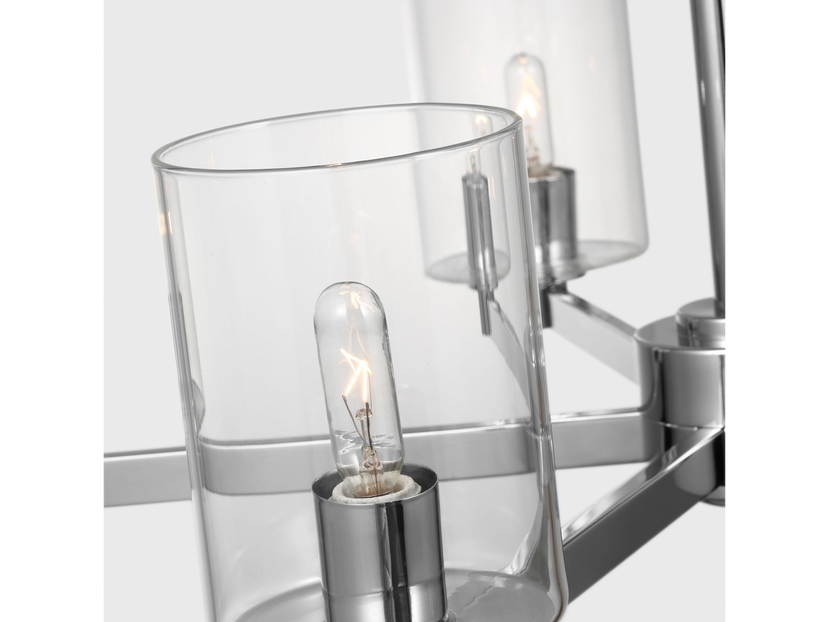 Visual Comfort Studio Fullton 5-Light Chrome Candelabra Cylinder Chandelier