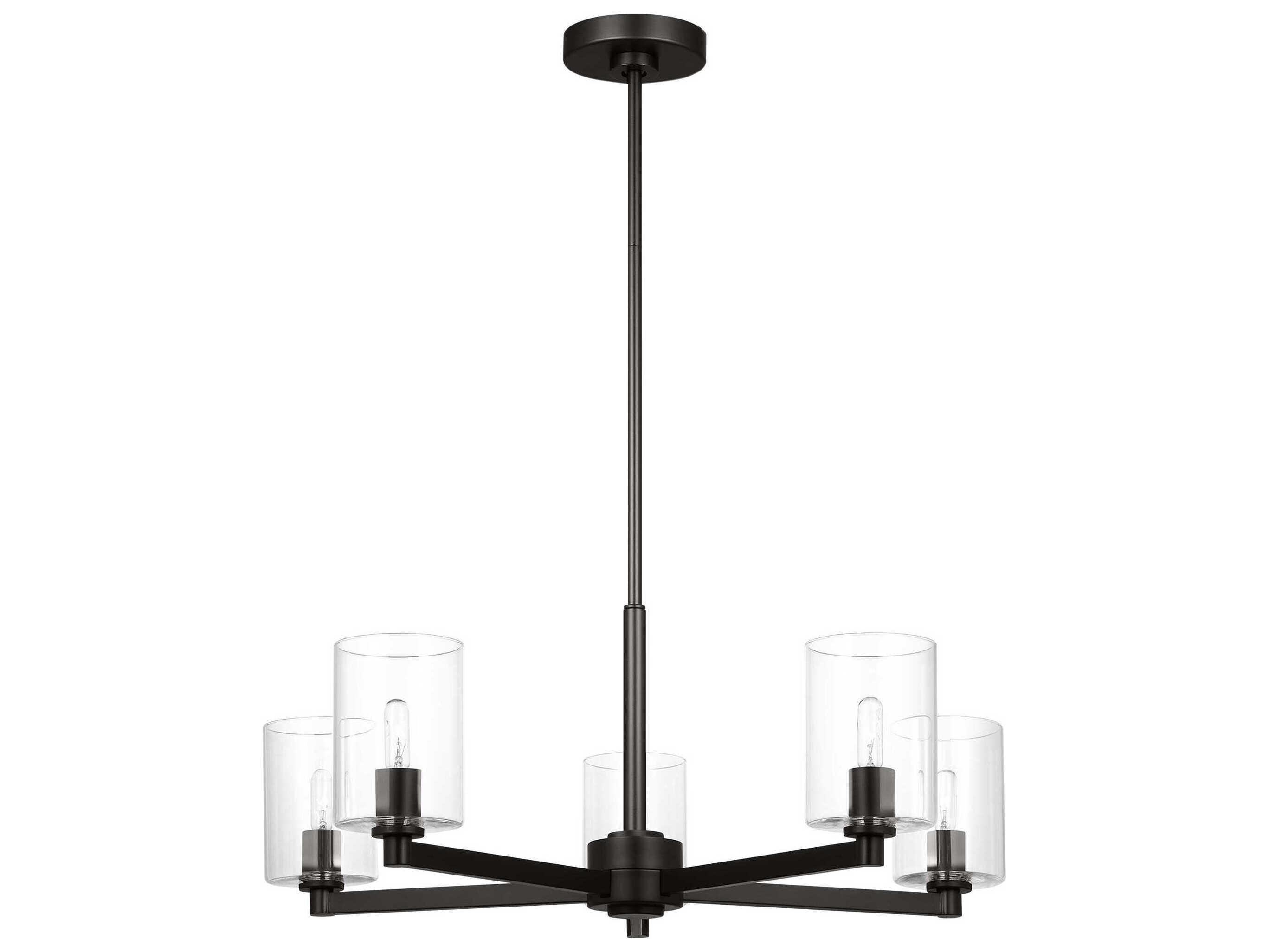 Visual Comfort Studio Fullton 5-Light Midnight Black Candelabra Cylinder Chandelier