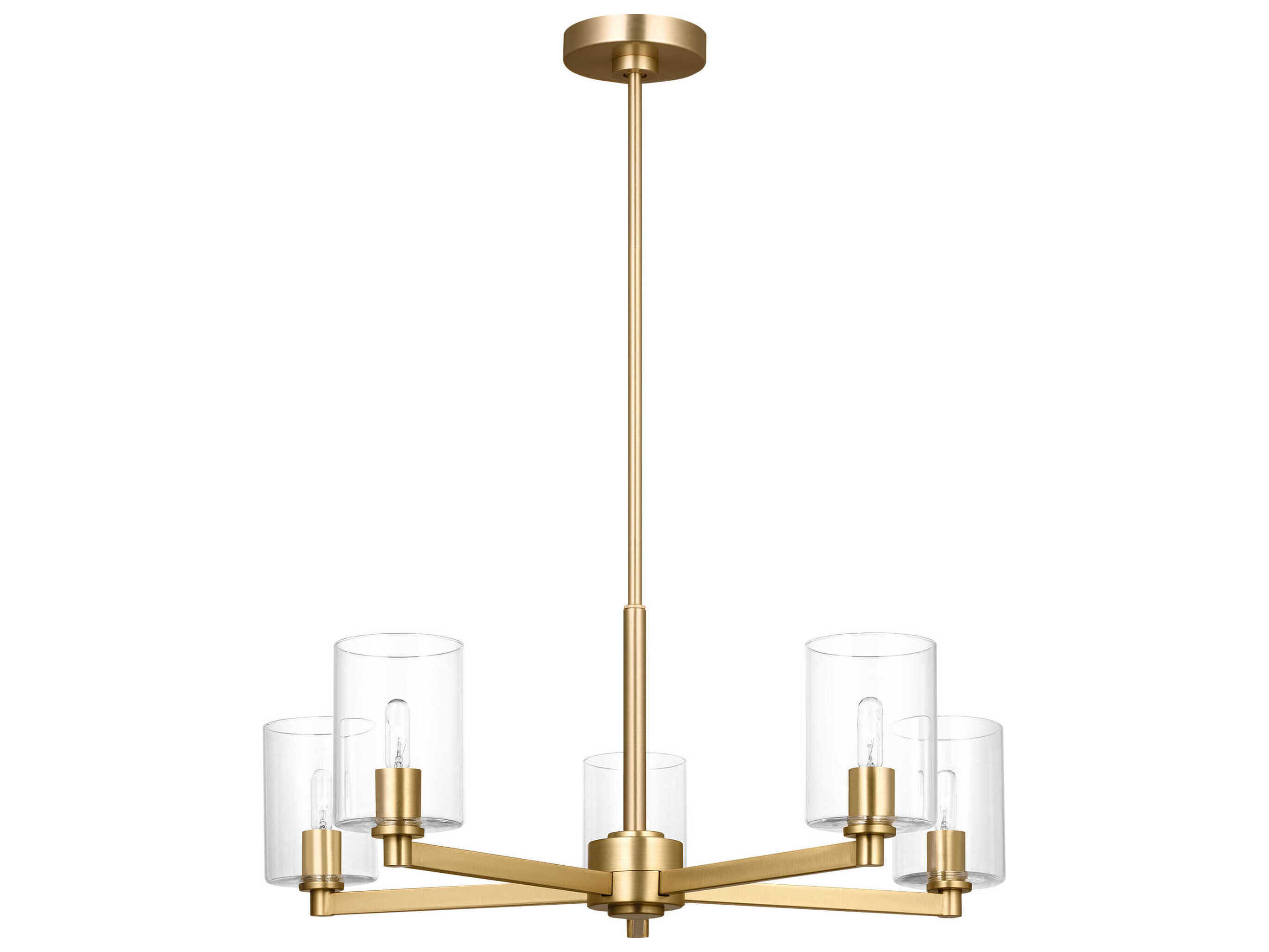 Visual Comfort Studio Fullton 5-Light Satin Brass Candelabra Cylinder Chandelier