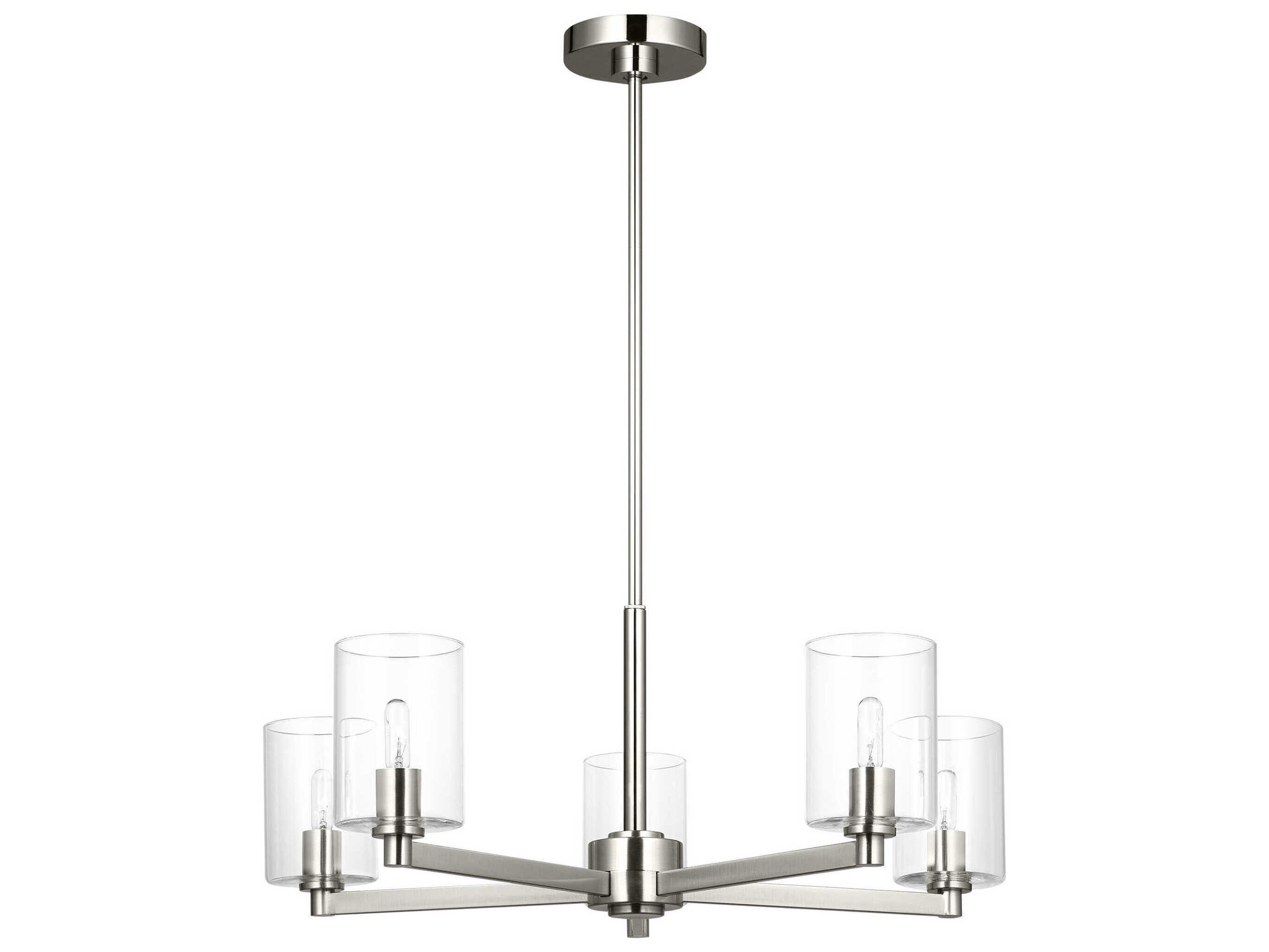 Visual Comfort Studio Fullton 5-Light Brushed Nickel Candelabra Cylinder Chandelier