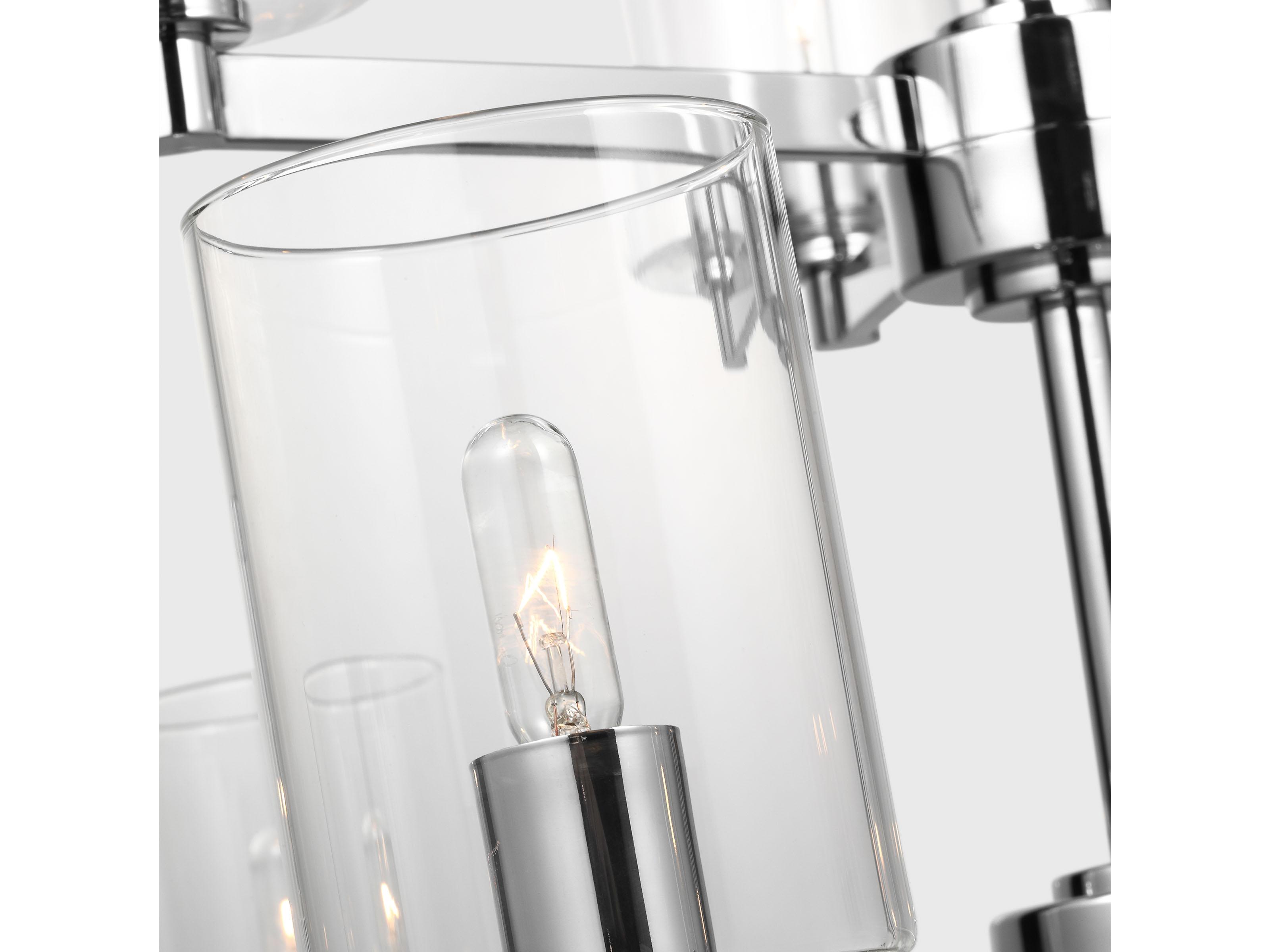 Visual Comfort Studio Fullton 9-Light Chrome Candelabra Cylinder Chandelier