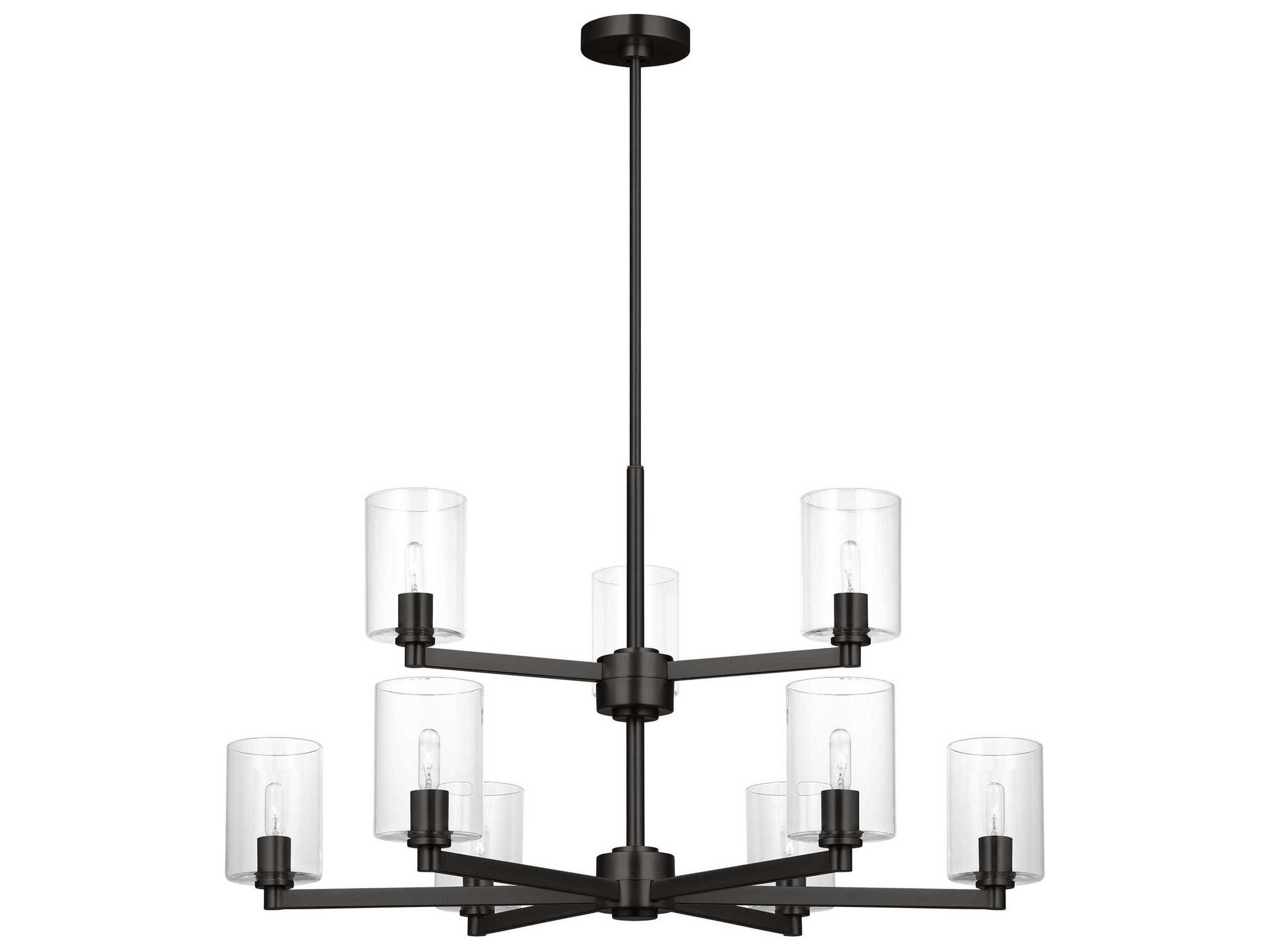 Visual Comfort Studio Fullton 9-Light Midnight Black Candelabra Cylinder Chandelier