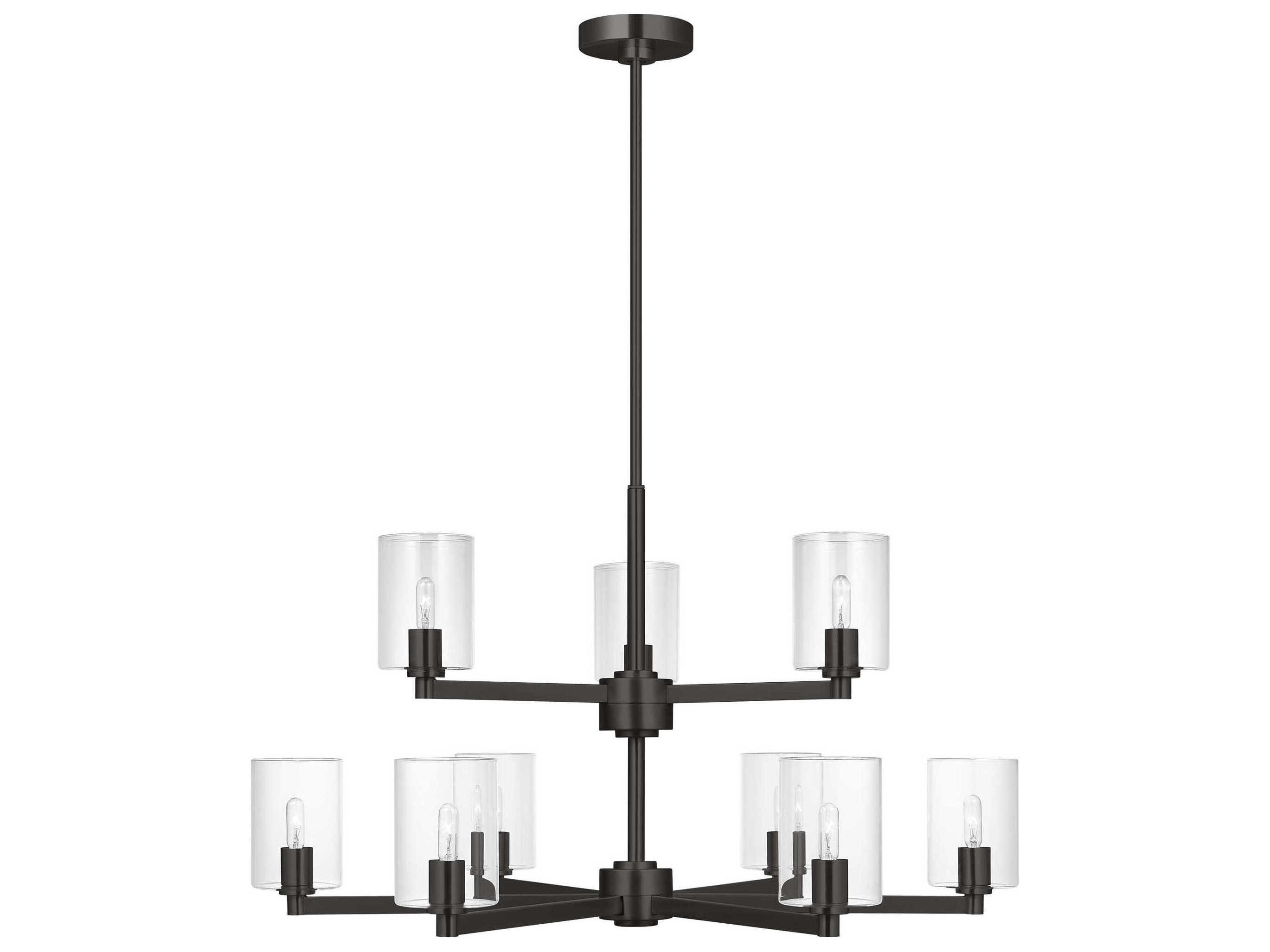 Visual Comfort Studio Fullton 9-Light Midnight Black Candelabra Cylinder Chandelier