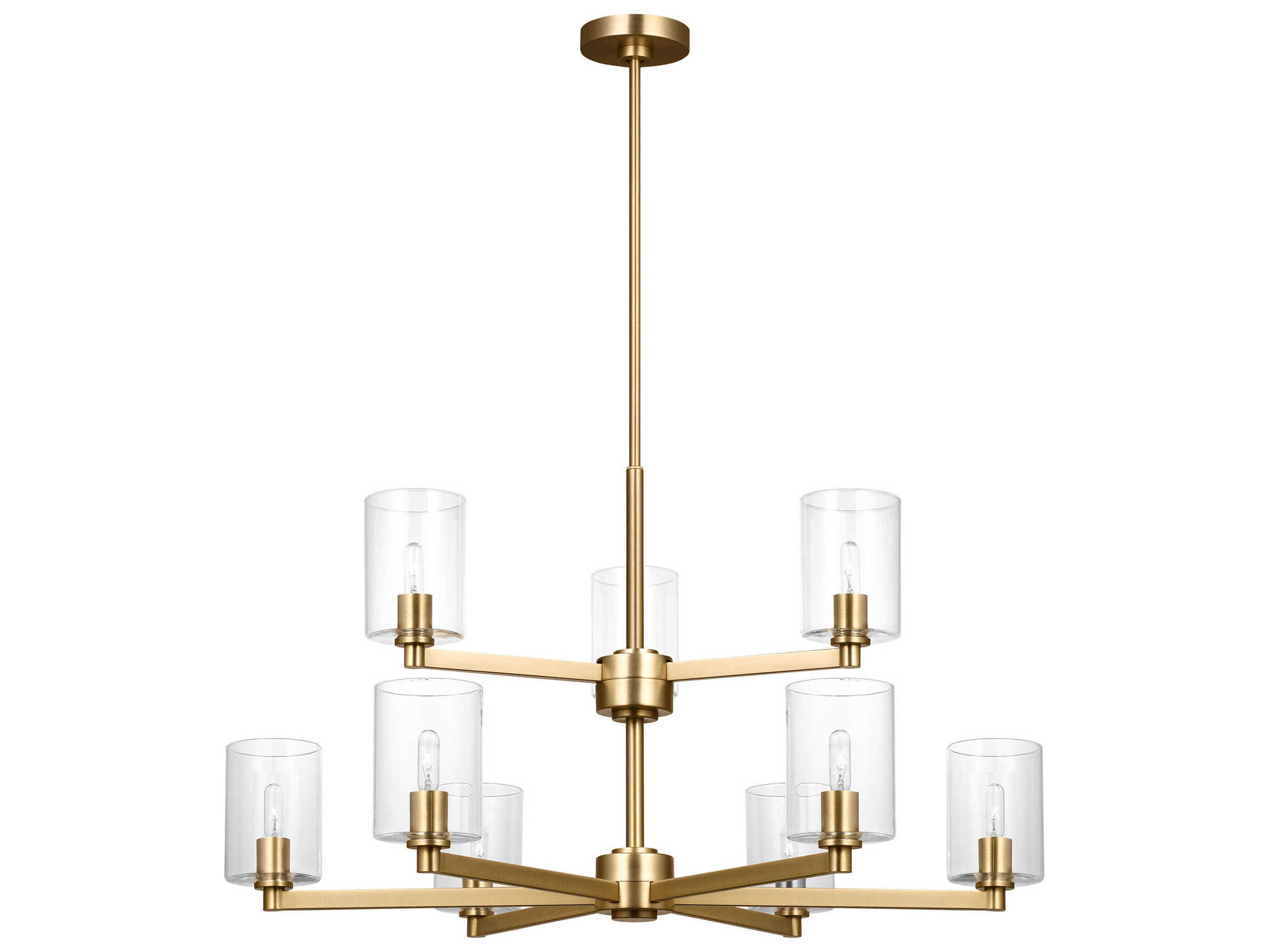 Visual Comfort Studio Fullton 9-Light Satin Brass Candelabra Cylinder Chandelier