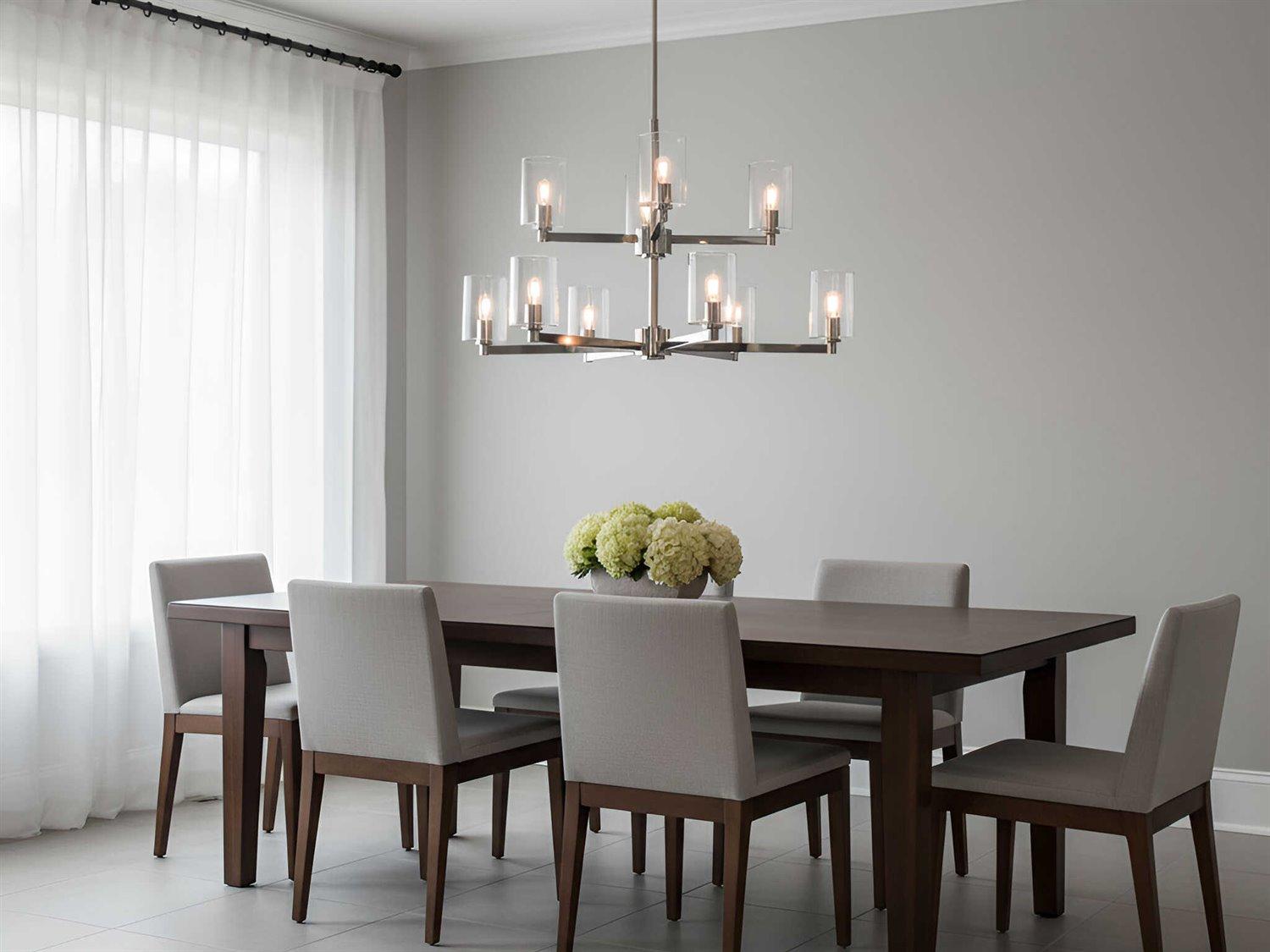 Visual Comfort Studio Fullton 9-Light Brushed Nickel Candelabra Cylinder Chandelier