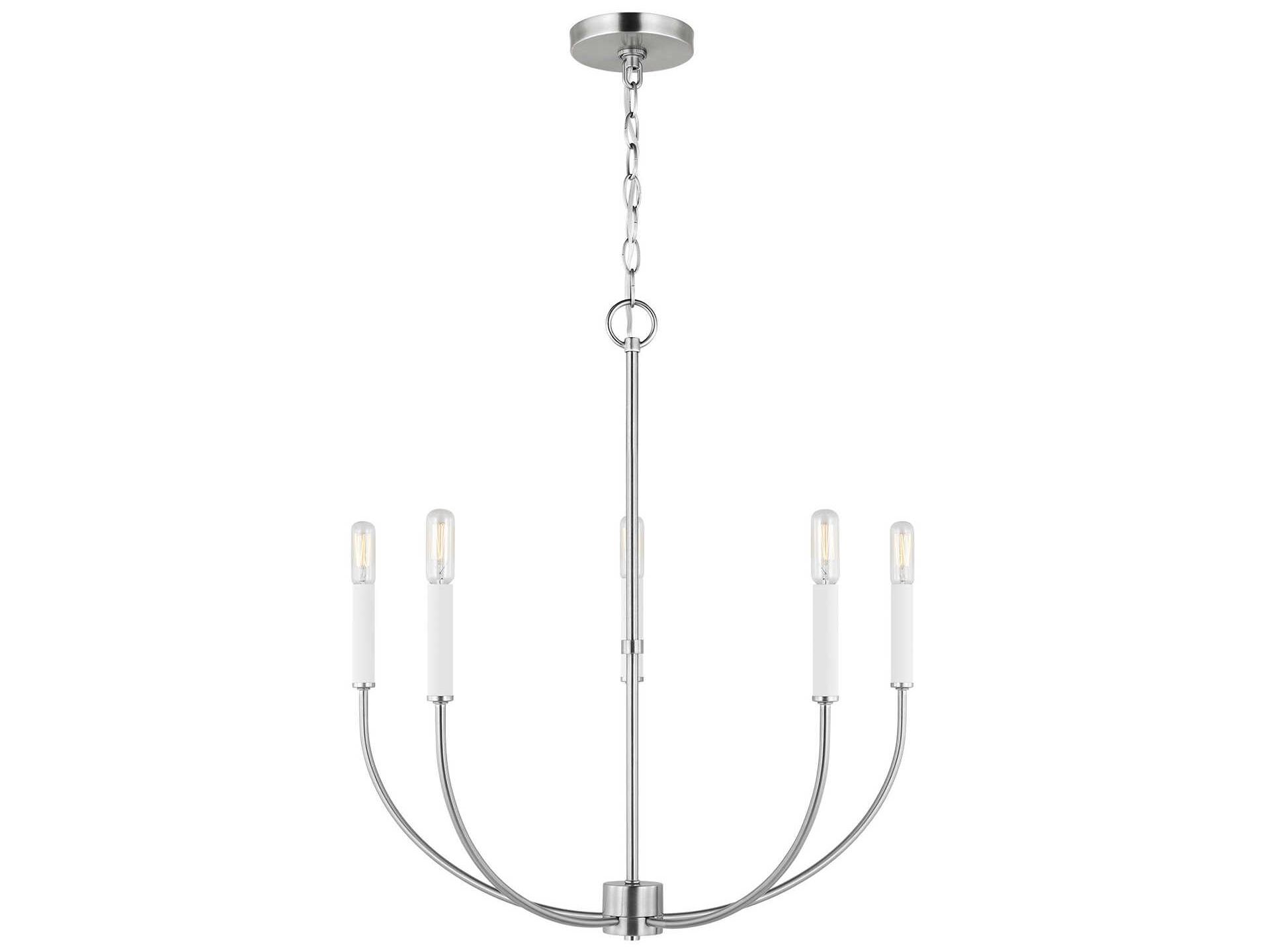 Visual Comfort Studio Greenwich 5-Light Brushed Nickel Candelabra Chandelier
