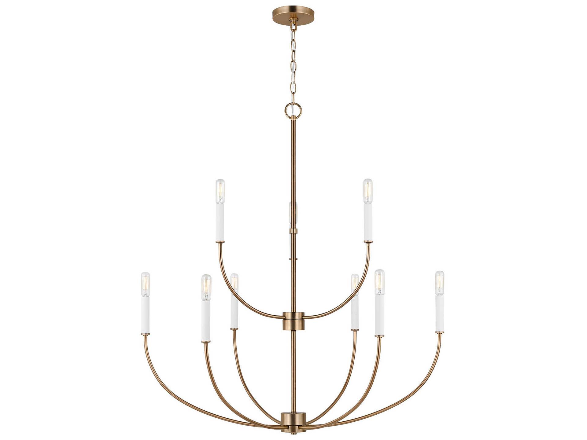 Visual Comfort Studio Greenwich 9-Light Satin Brass Candelabra Chandelier