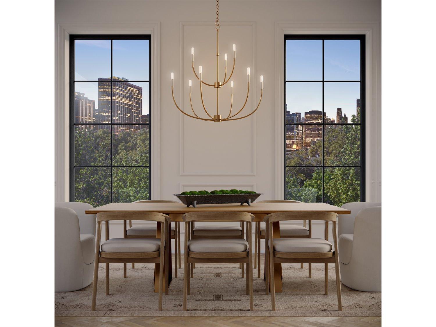 Visual Comfort Studio Greenwich 9-Light Satin Brass Candelabra Chandelier