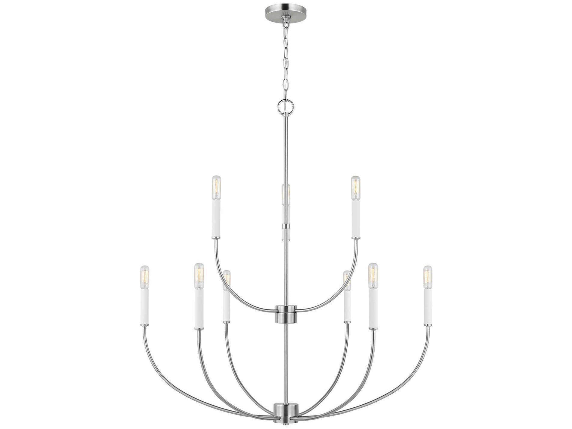 Visual Comfort Studio Greenwich 9-Light Brushed Nickel Candelabra Chandelier