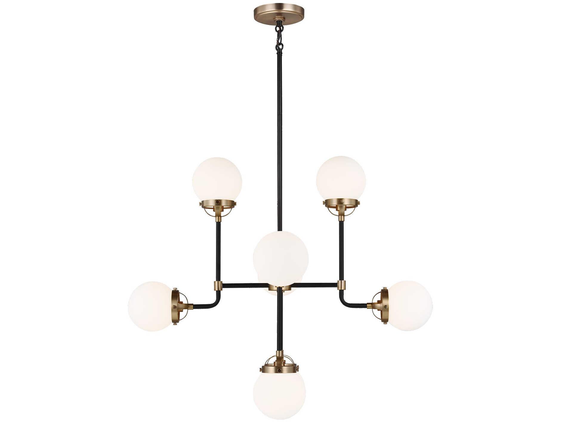 Visual Comfort Studio Cafe 8-Light Satin Brass Globe Chandelier