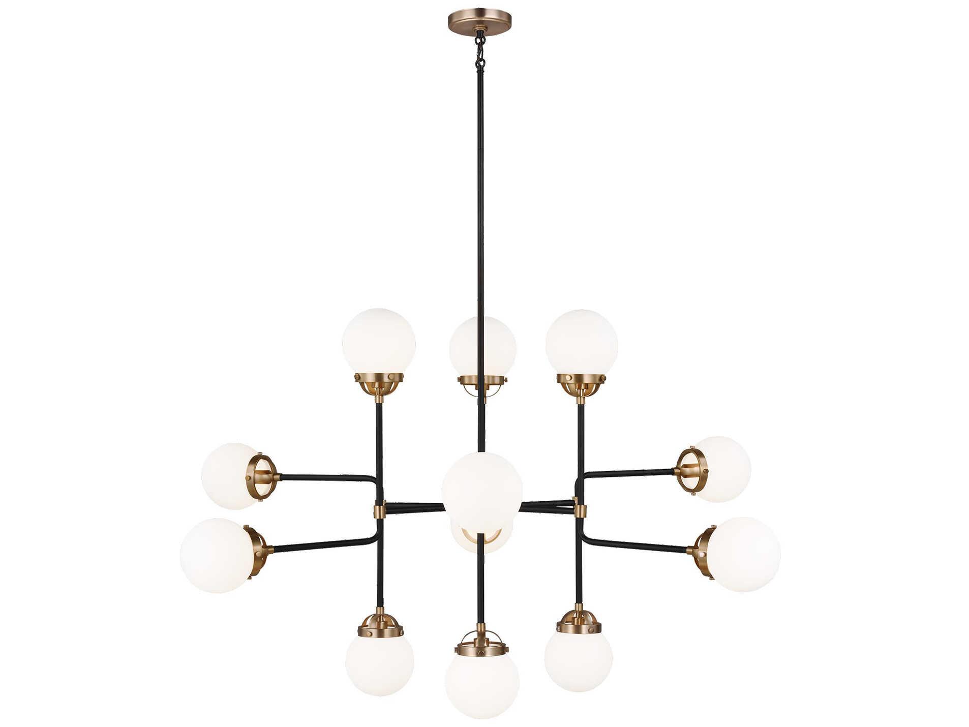 Visual Comfort Studio Cafe 12-Light Satin Brass Globe Chandelier