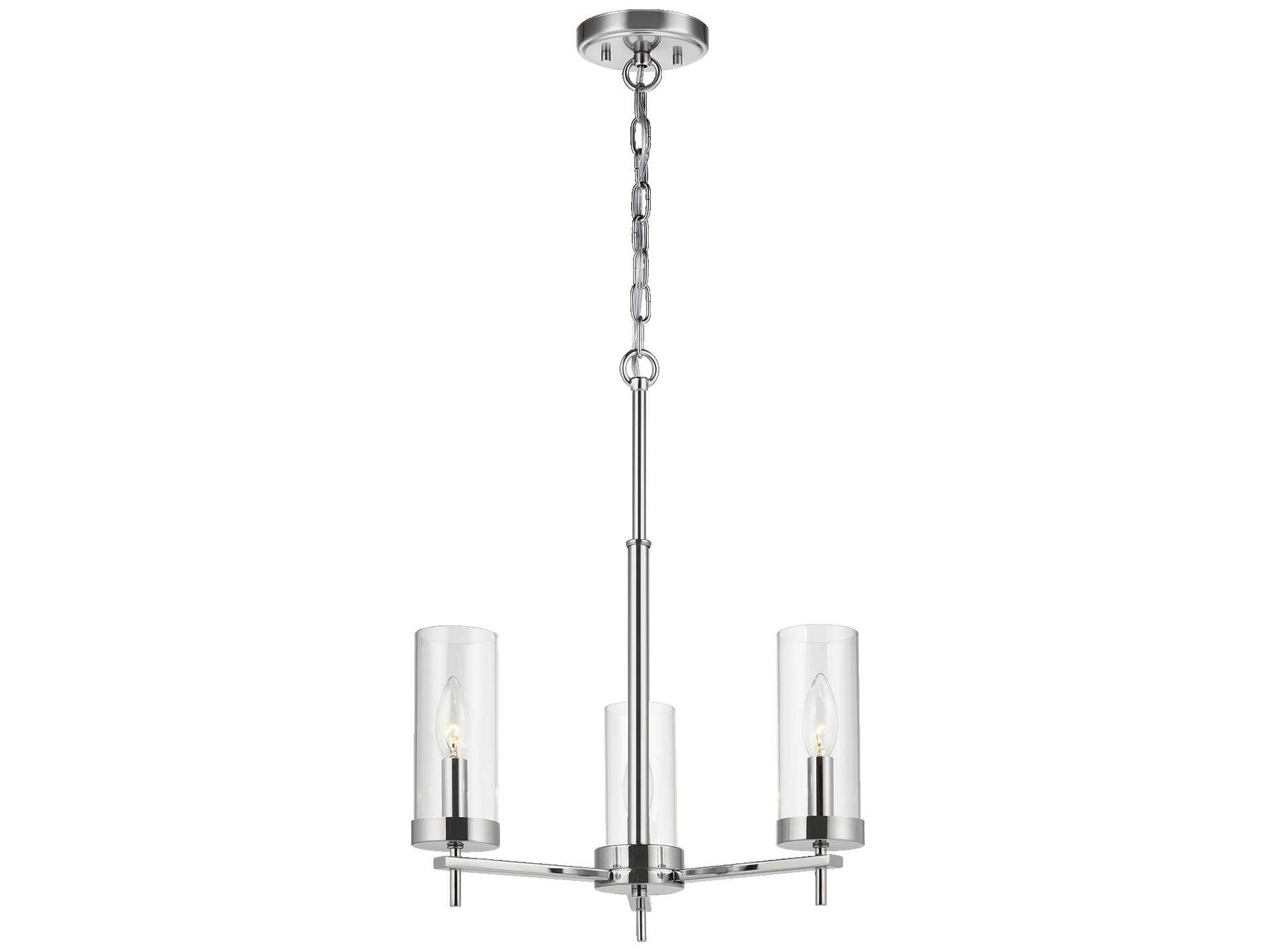 Visual Comfort Studio Zire 3-Light Chrome Candelabra Cylinder Chandelier
