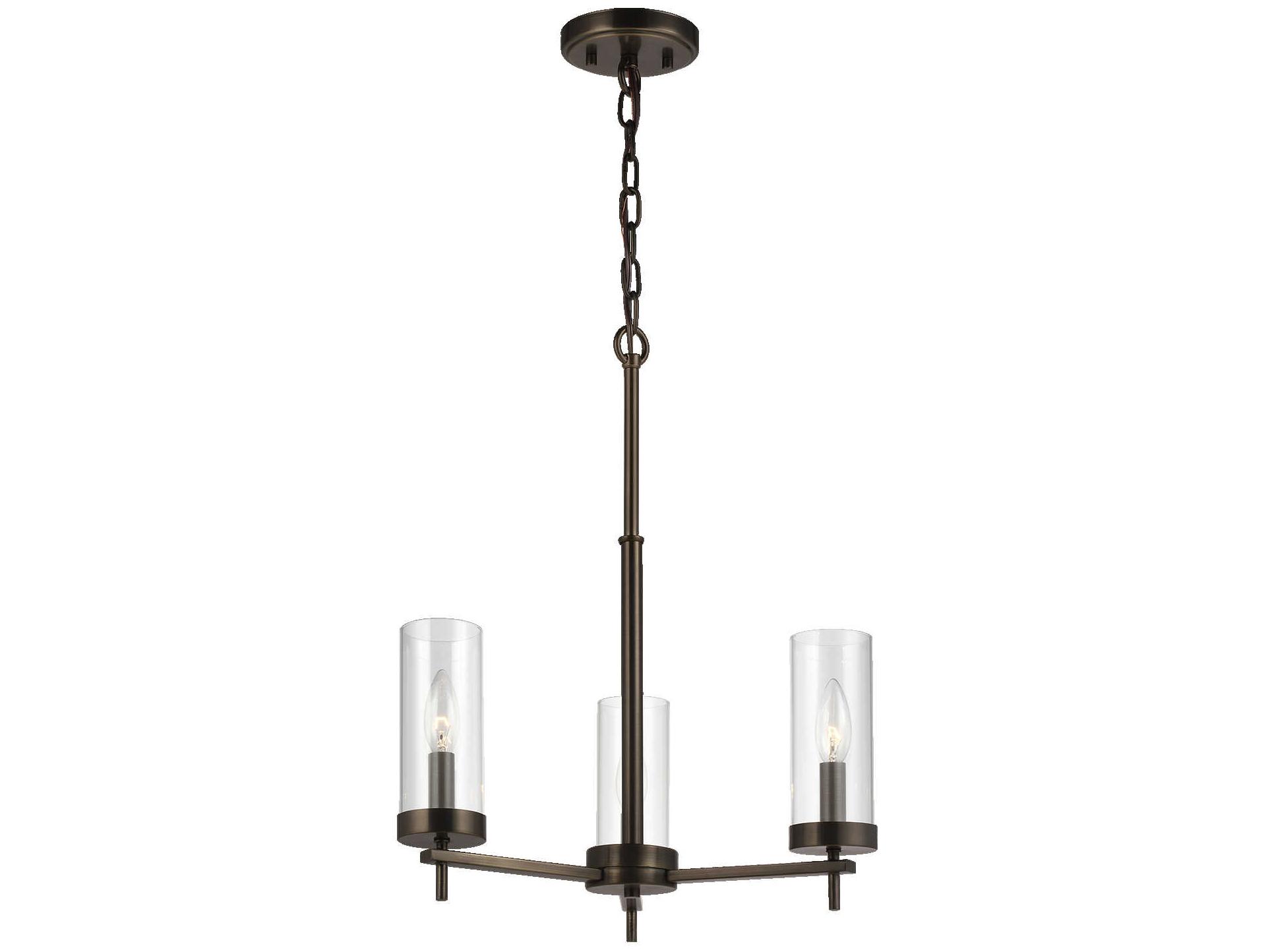 Visual Comfort Studio Zire 3-Light Brushed Oil Rubbed Bronze Candelabra Cylinder Chandelier