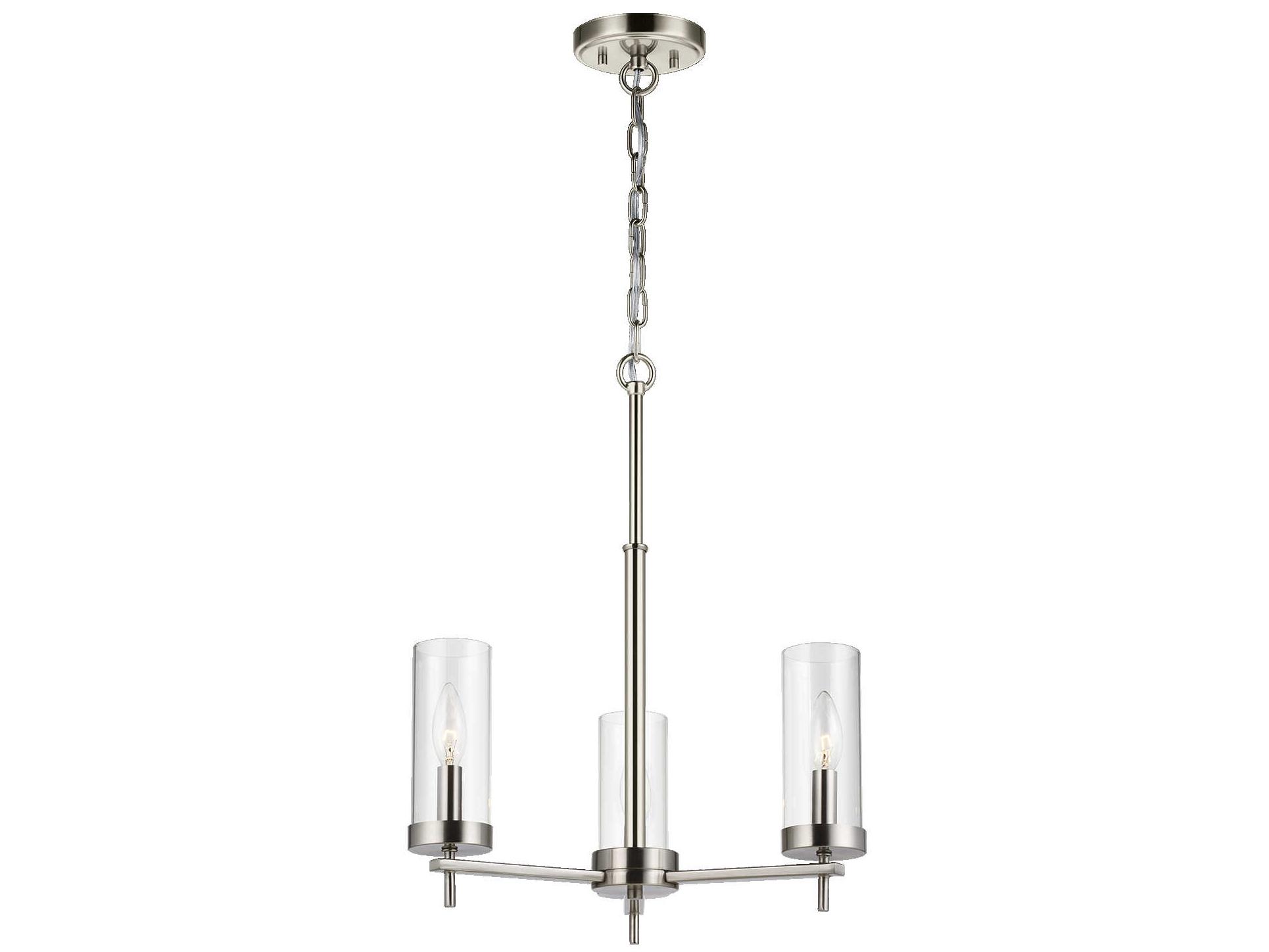 Visual Comfort Studio Zire 3-Light Brushed Nickel Candelabra Cylinder Chandelier
