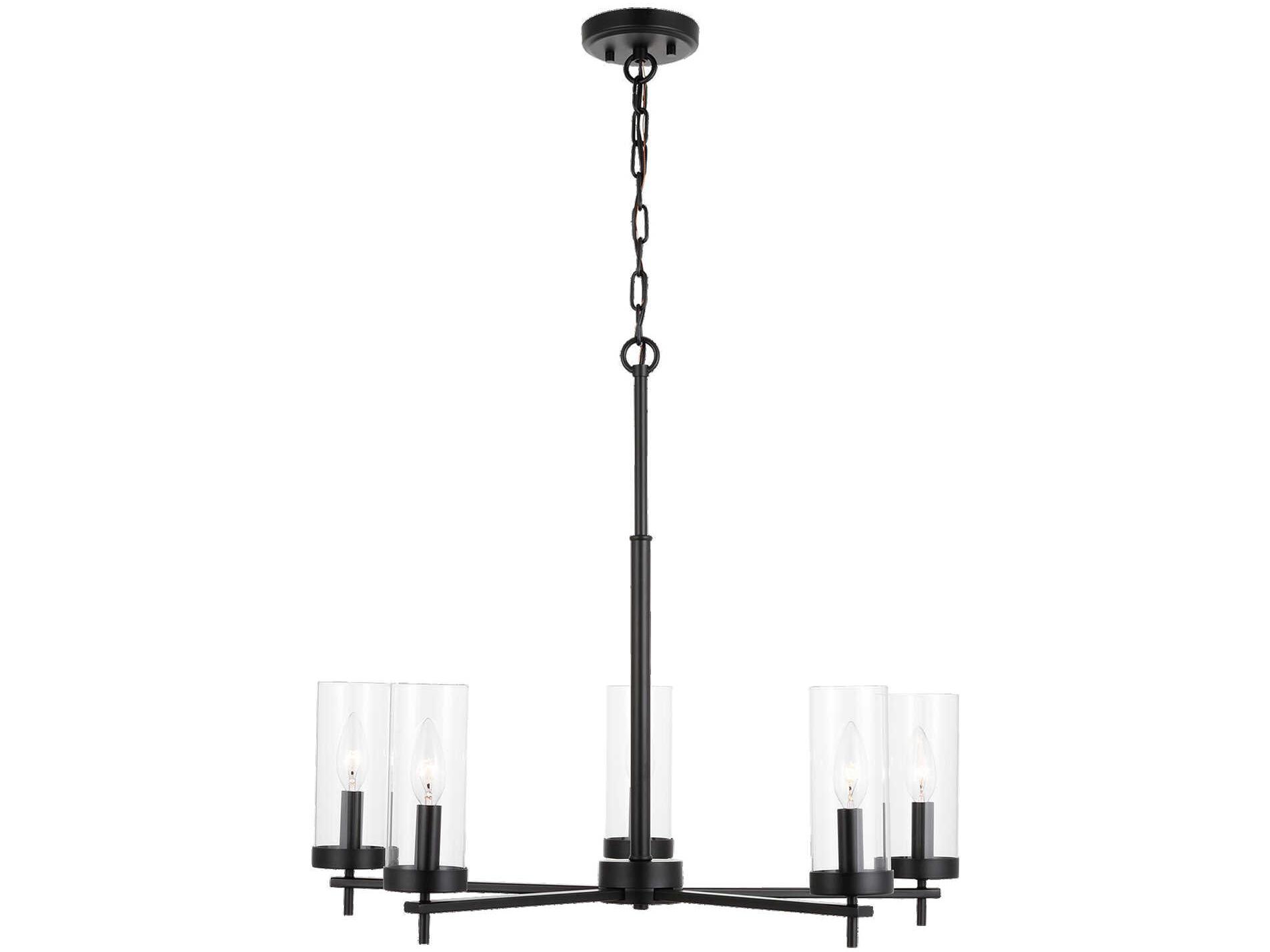 Visual Comfort Studio Zire 5-Light Midnight Black Candelabra Cylinder Chandelier