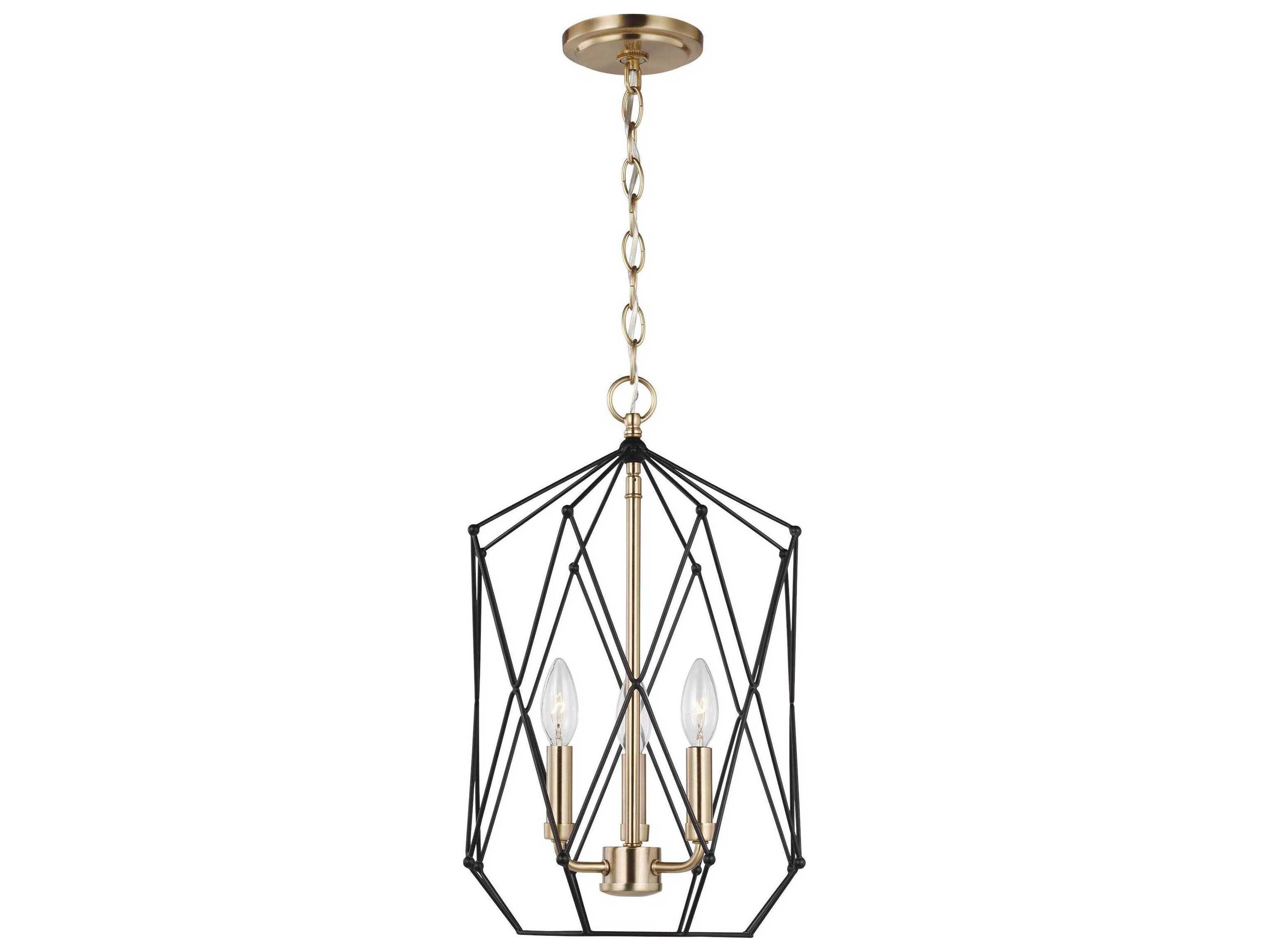 Visual Comfort Studio Zarra 3-Light Satin Brass Geometric Mini Pendant