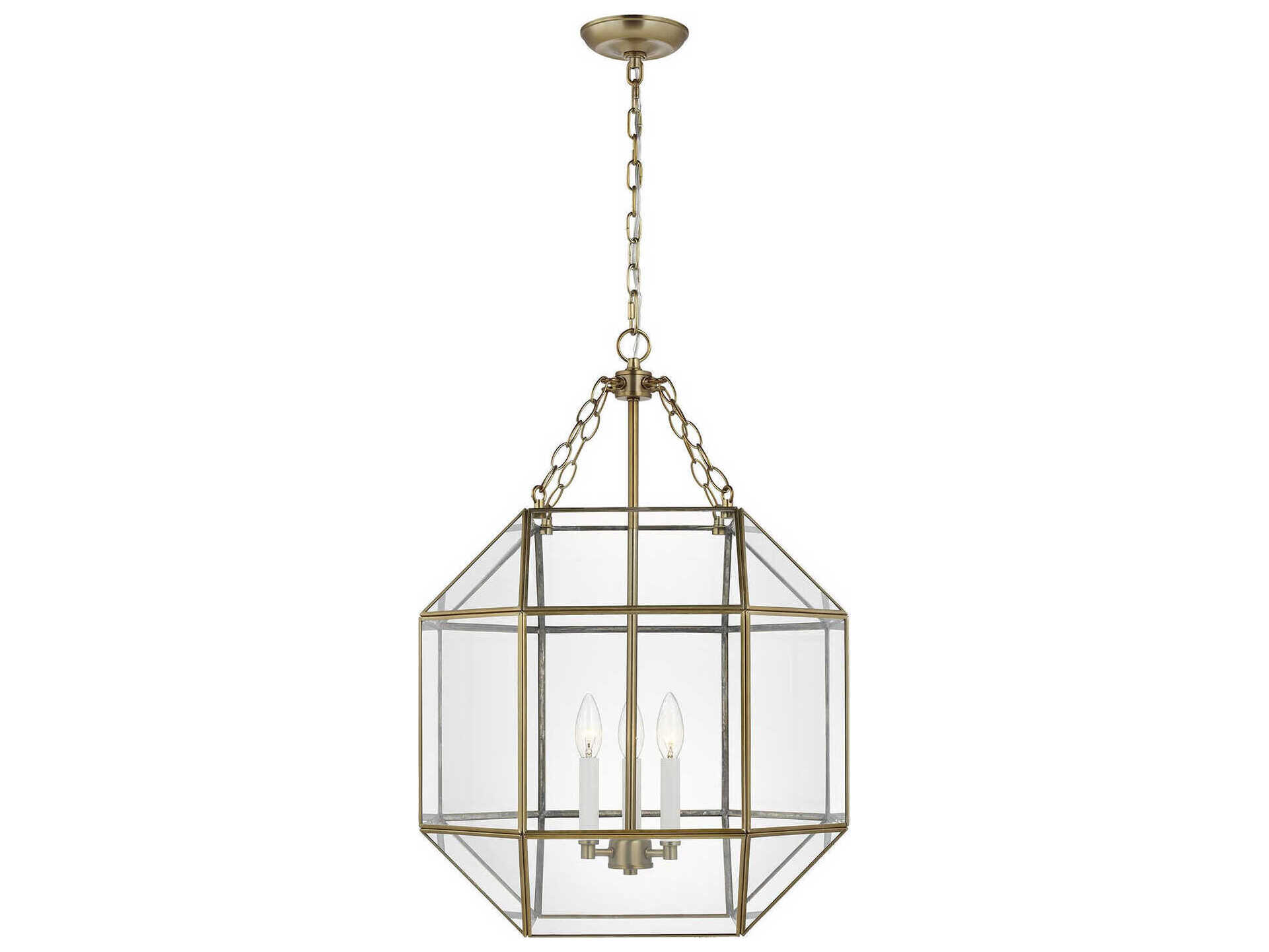 Visual Comfort Studio Morrison 3-Light Satin Brass Lantern Pendant