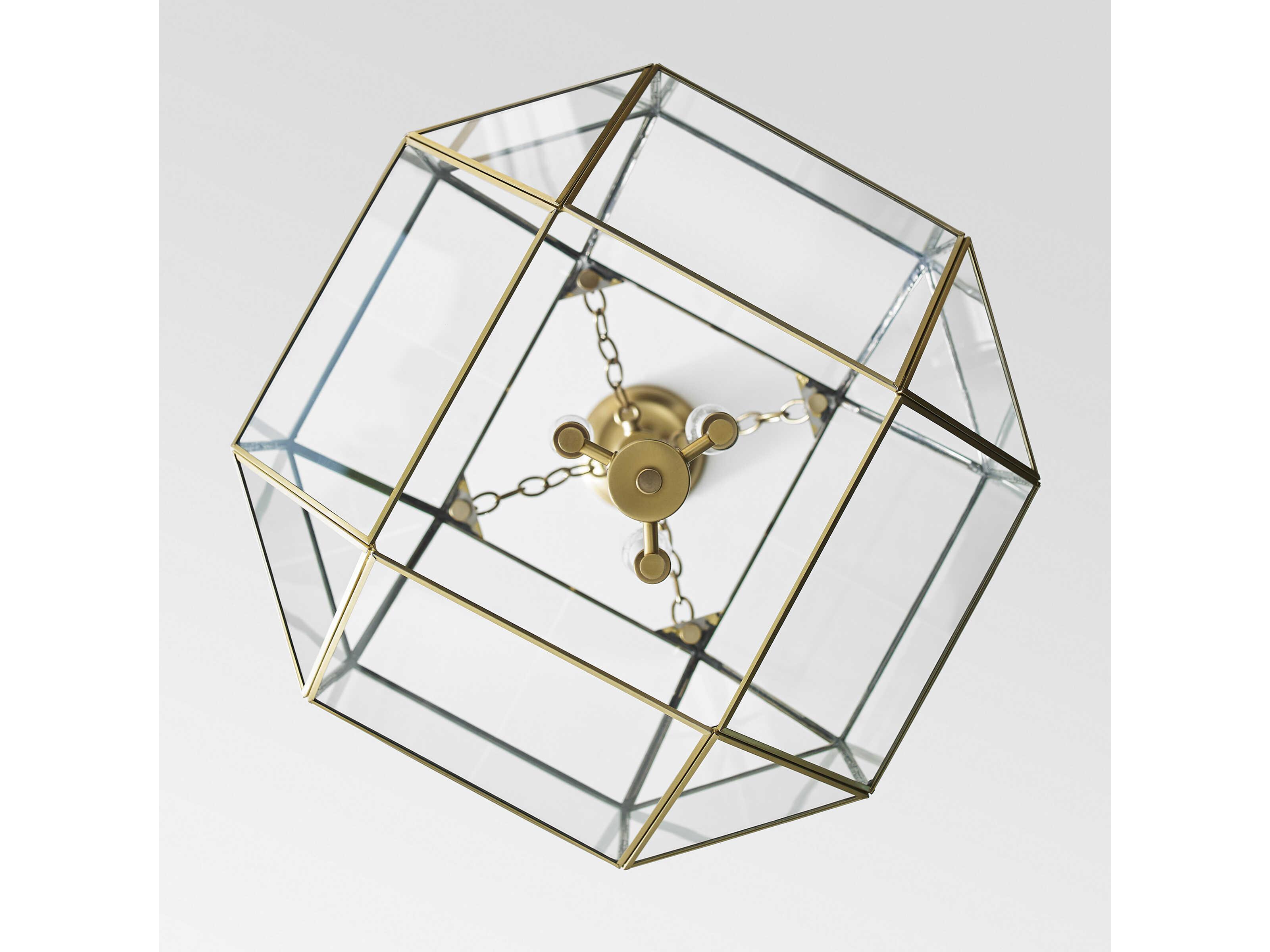 Visual Comfort Studio Morrison 3-Light Satin Brass Lantern Pendant