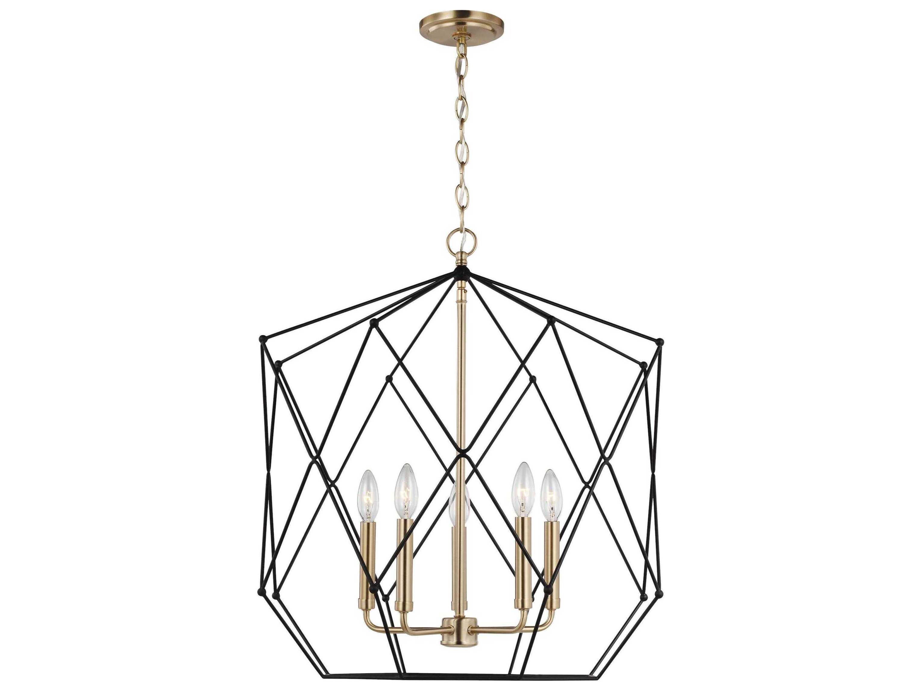 Visual Comfort Studio Zarra 5-Light Satin Brass Geometric Pendant