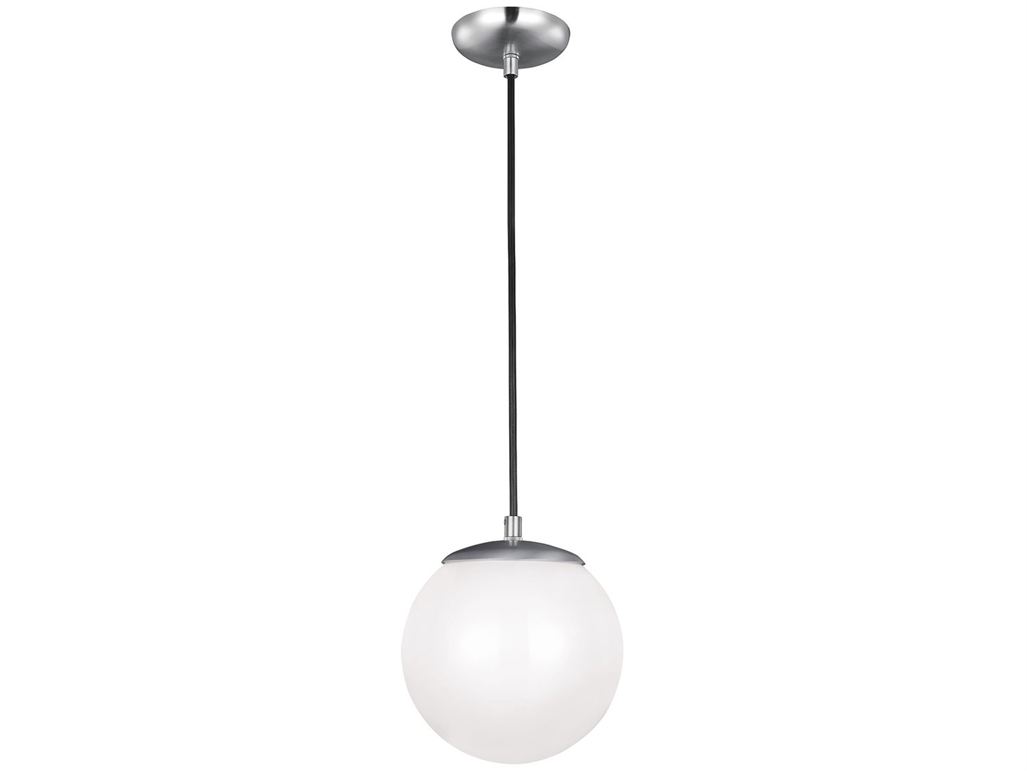 Visual Comfort Studio Leo 1-Light Satin Aluminum Silver Globe Mini Pendant