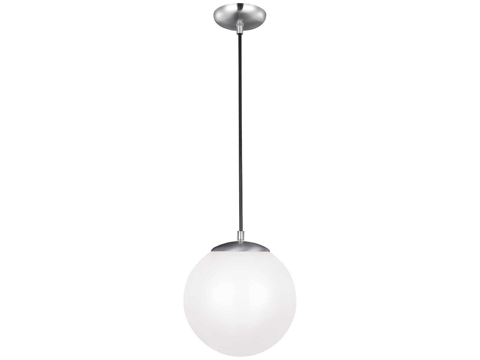 Visual Comfort Studio Leo 1-Light Satin Aluminum Silver Globe Mini Pendant