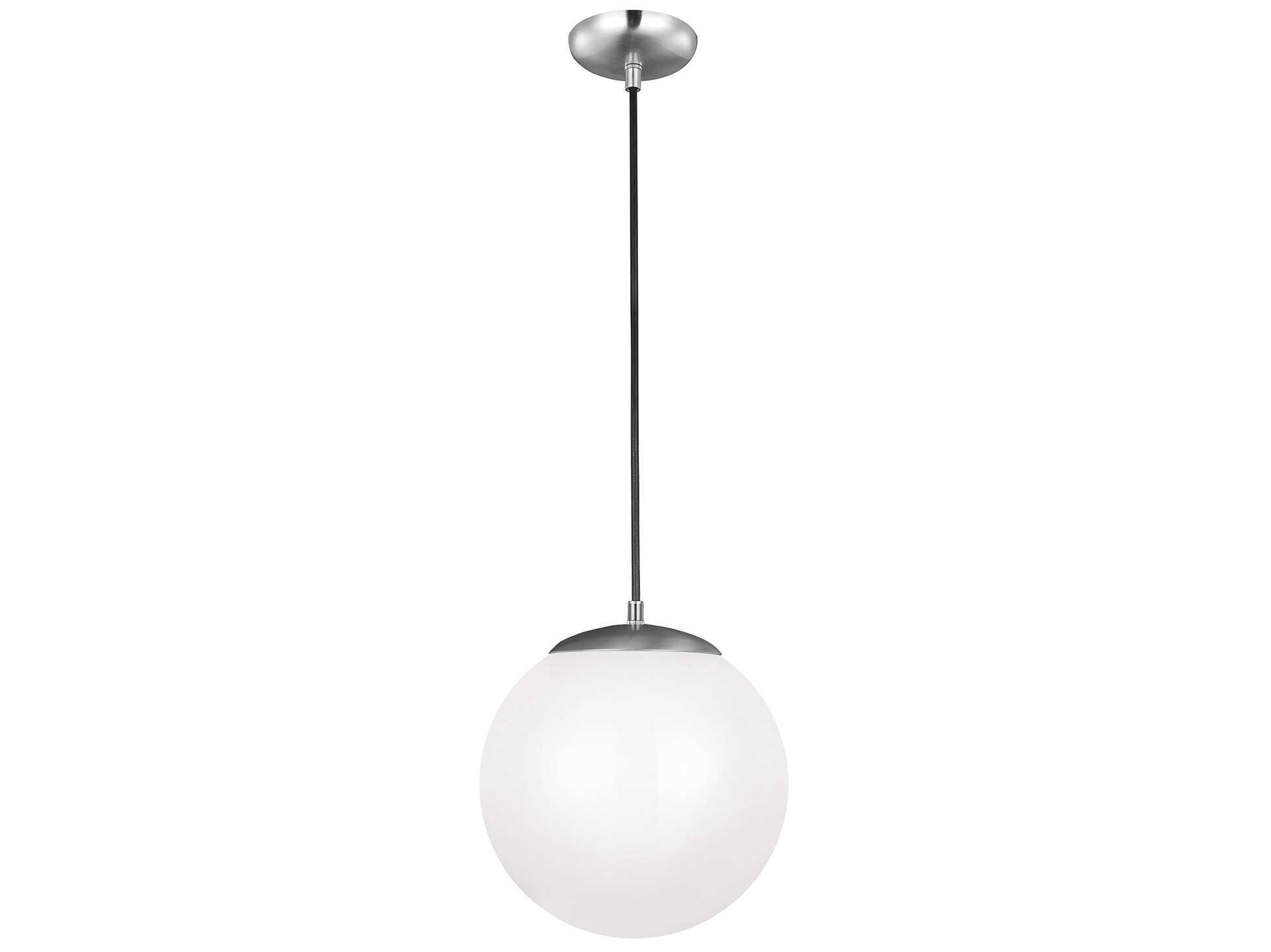 Visual Comfort Studio Leo 1-Light Satin Aluminum Silver Globe Mini Pendant