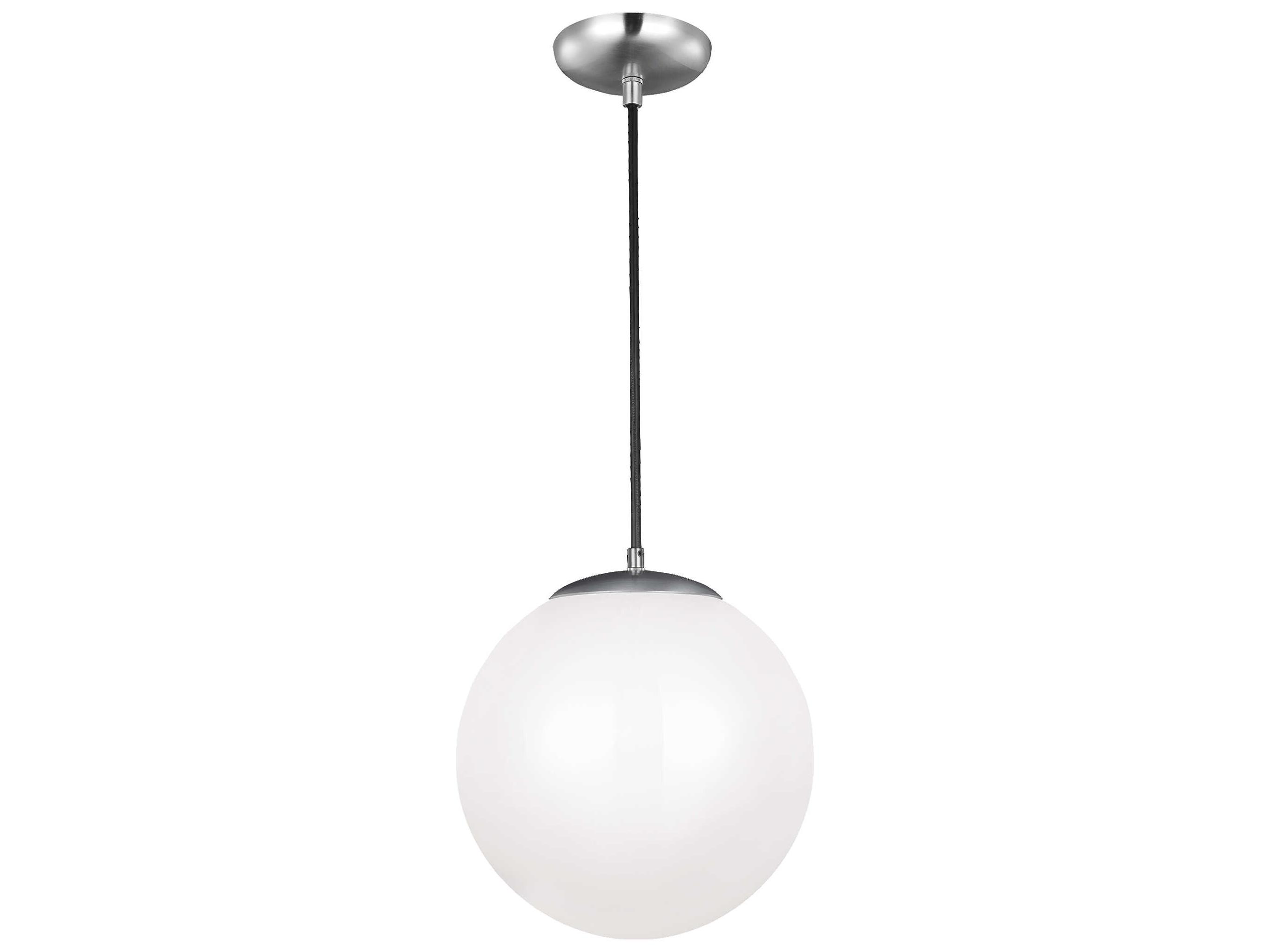 Visual Comfort Studio Leo 1-Light Satin Aluminum Silver Globe Pendant