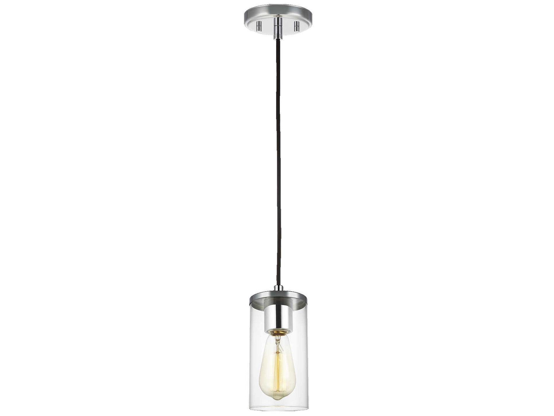 Visual Comfort Studio Zire 1-Light Chrome Cylinder Mini Pendant