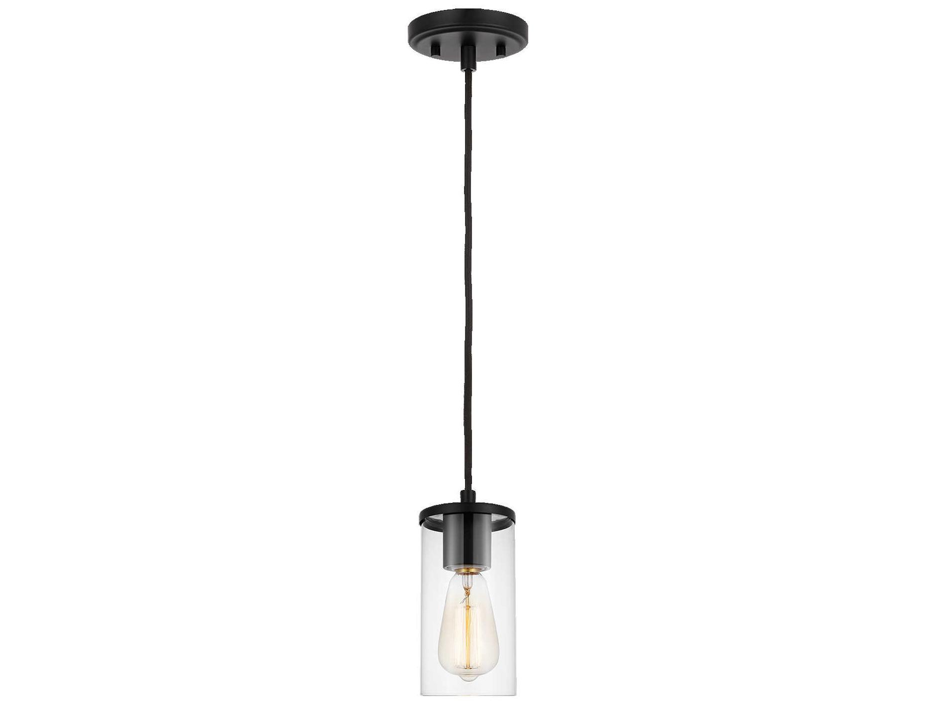 Visual Comfort Studio Zire 1-Light Midnight Black Cylinder Mini Pendant