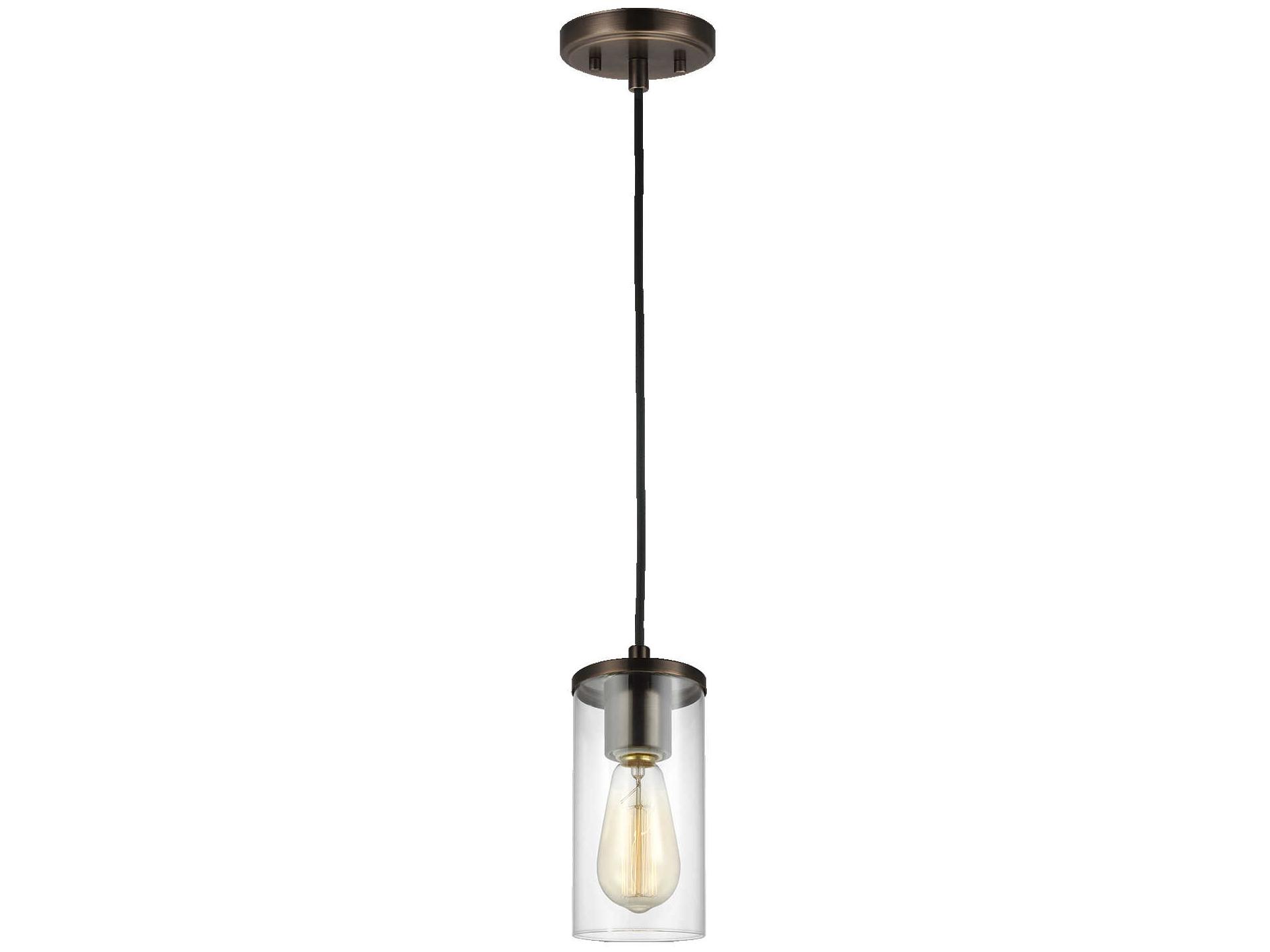 Visual Comfort Studio Zire 1-Light Brushed Oil Rubbed Bronze Cylinder Mini Pendant