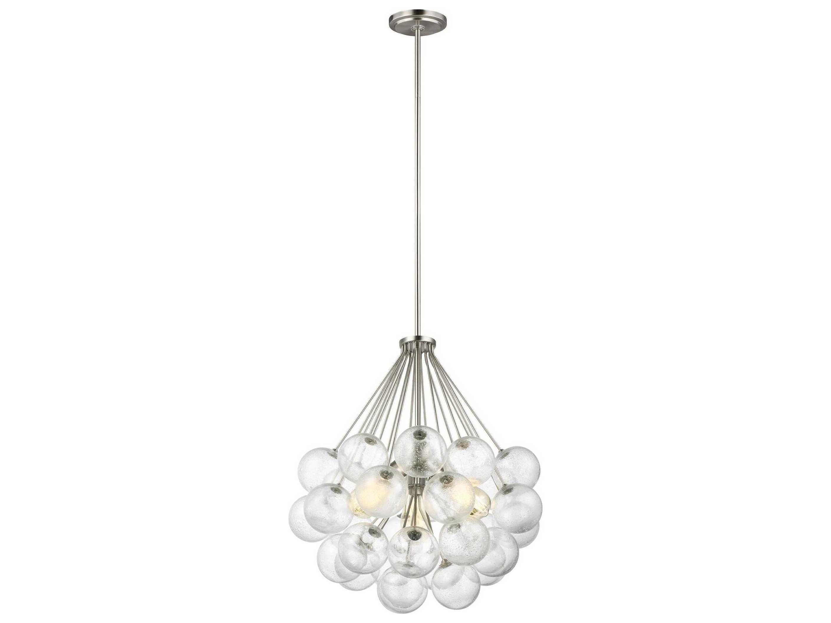 Visual Comfort Studio Bronzeville 3-Light Brushed Nickel Globe Pendant