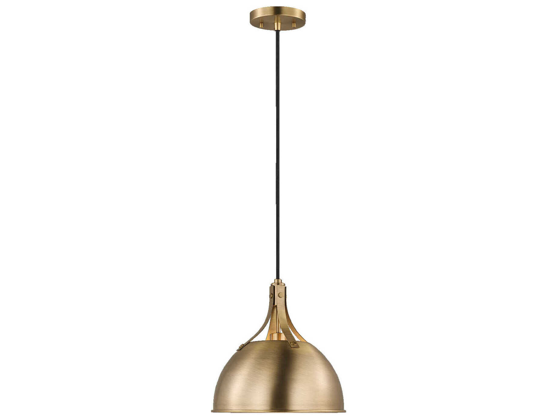 Visual Comfort Studio Rockland 1-Light Satin Brass Dome Mini Pendant