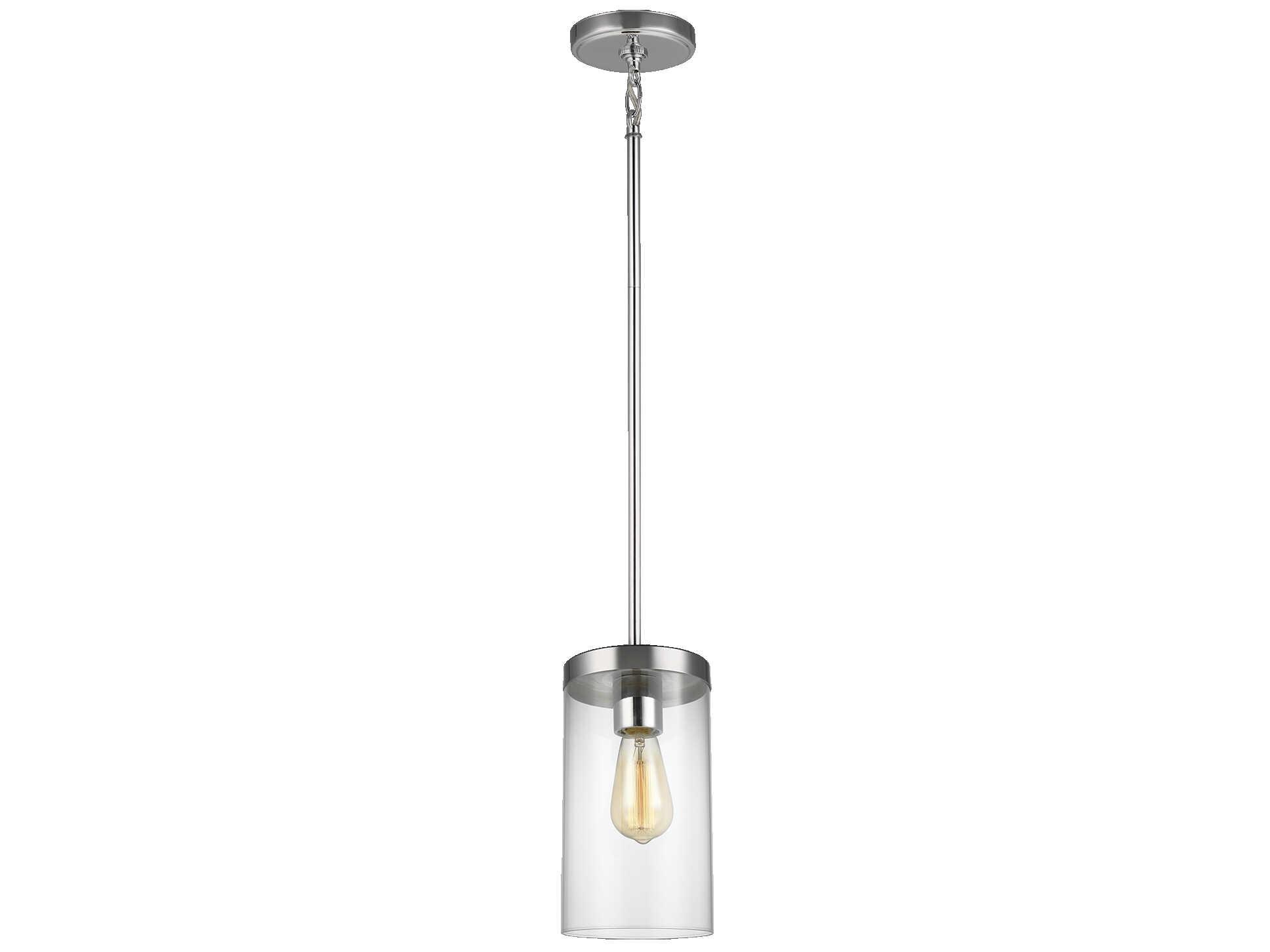 Visual Comfort Studio Zire 1-Light Chrome Cylinder Mini Pendant