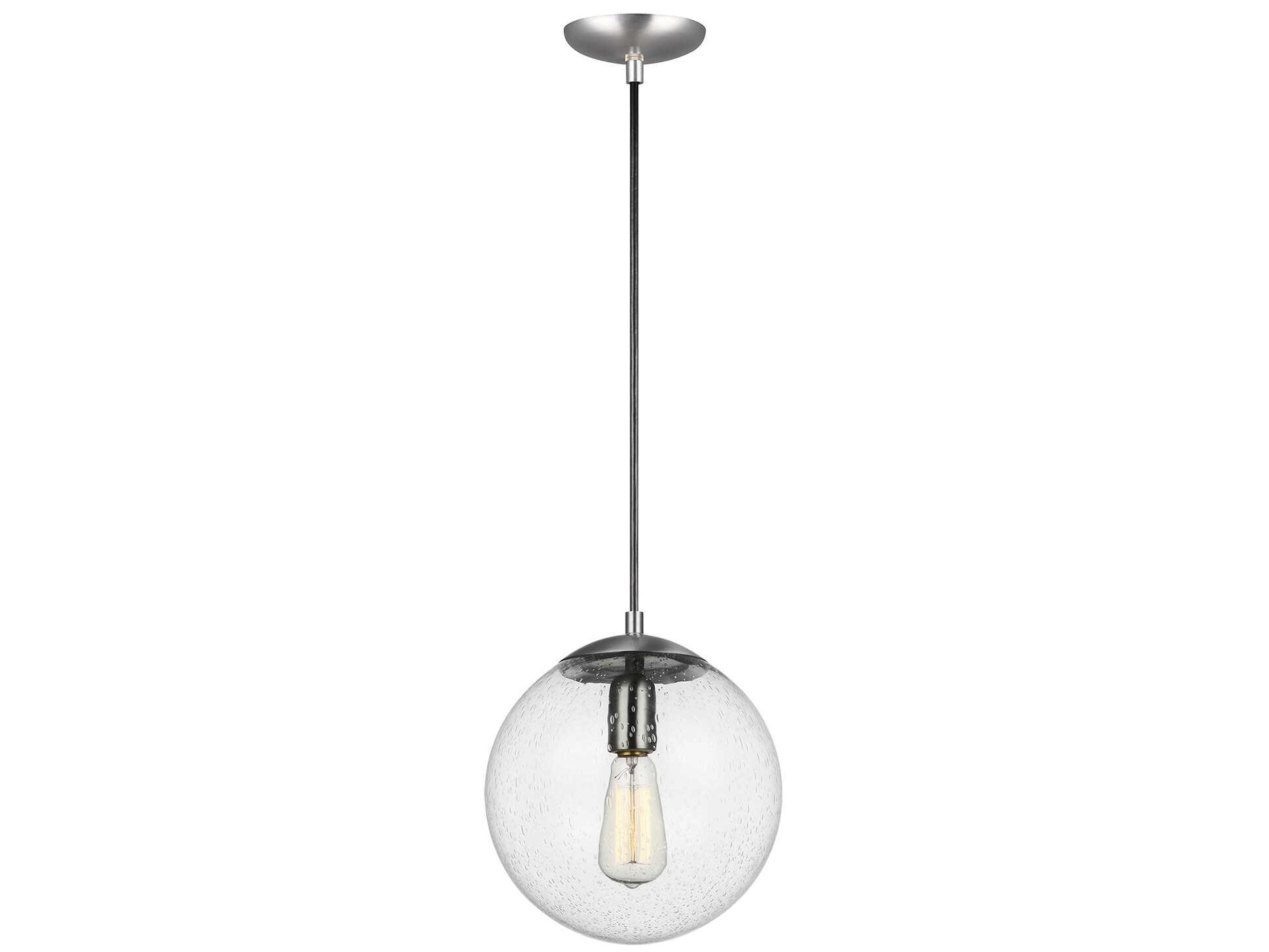 Visual Comfort Studio Leo 1-Light Satin Aluminum Silver Globe Mini Pendant