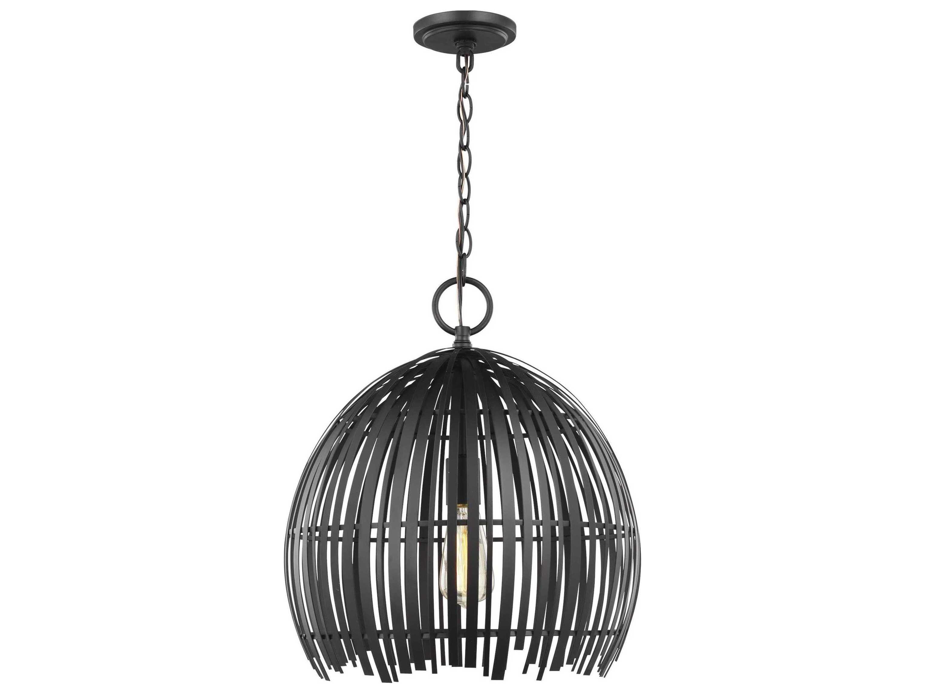 Visual Comfort Studio Hanalei 1-Light Midnight Black Dome Pendant