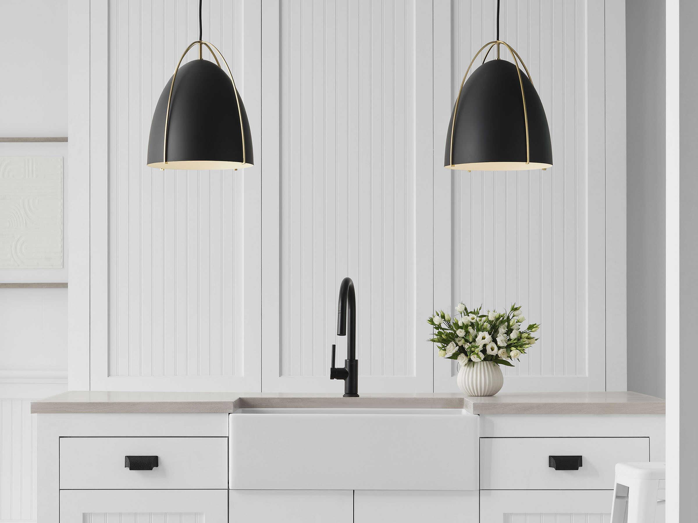 Visual Comfort Studio Norman 1-Light Satin Brass Pendant