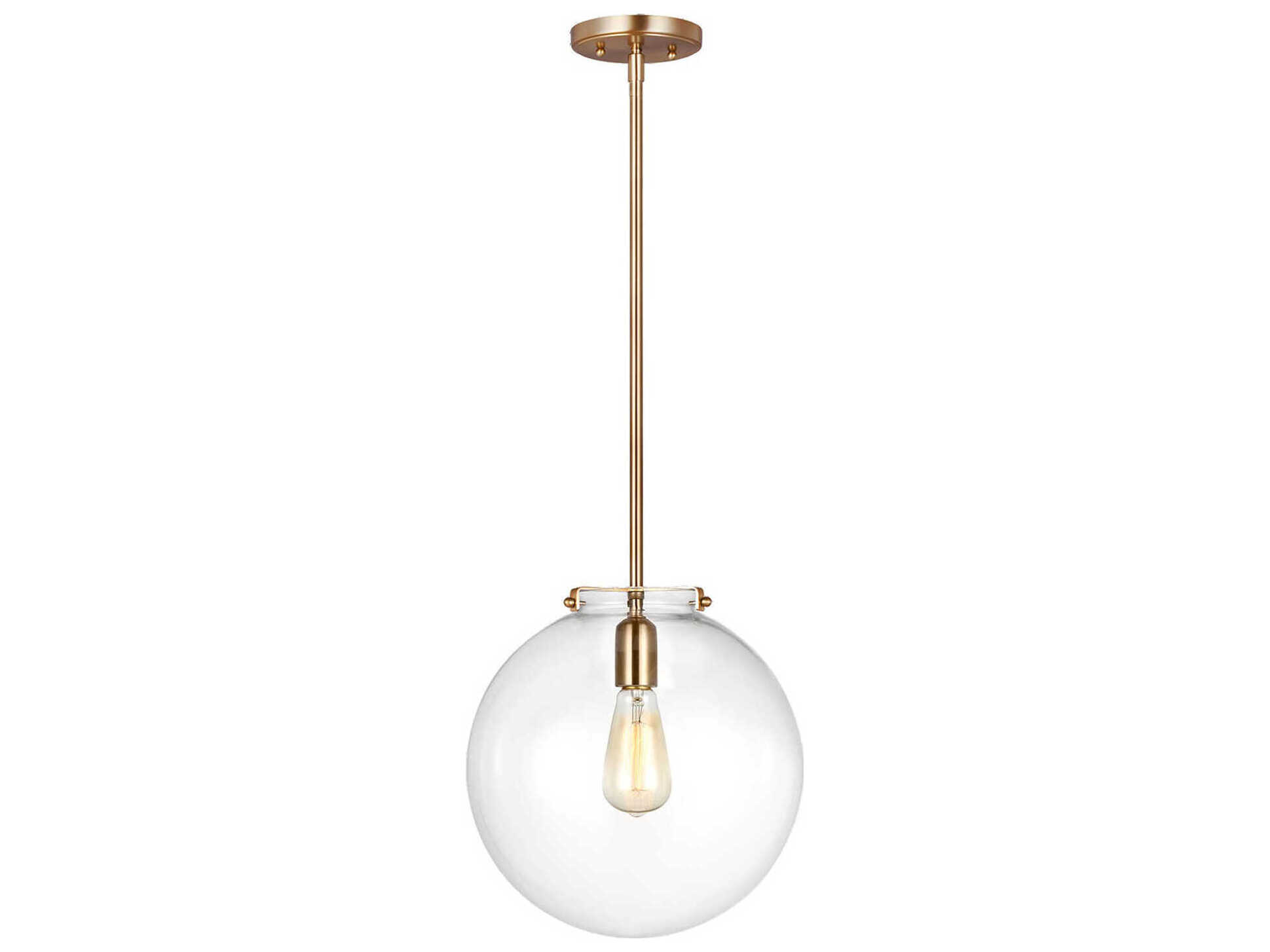 Visual Comfort Studio Kate 1-Light Satin Brass Globe Mini Pendant