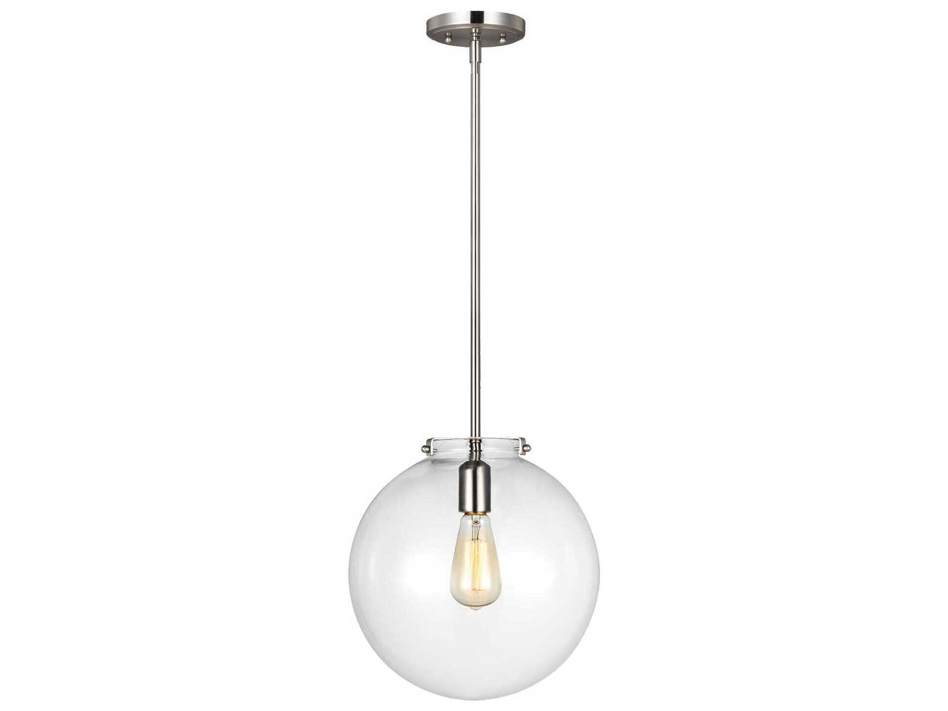 Visual Comfort Studio Kate 1-Light Brushed Nickel Globe Mini Pendant